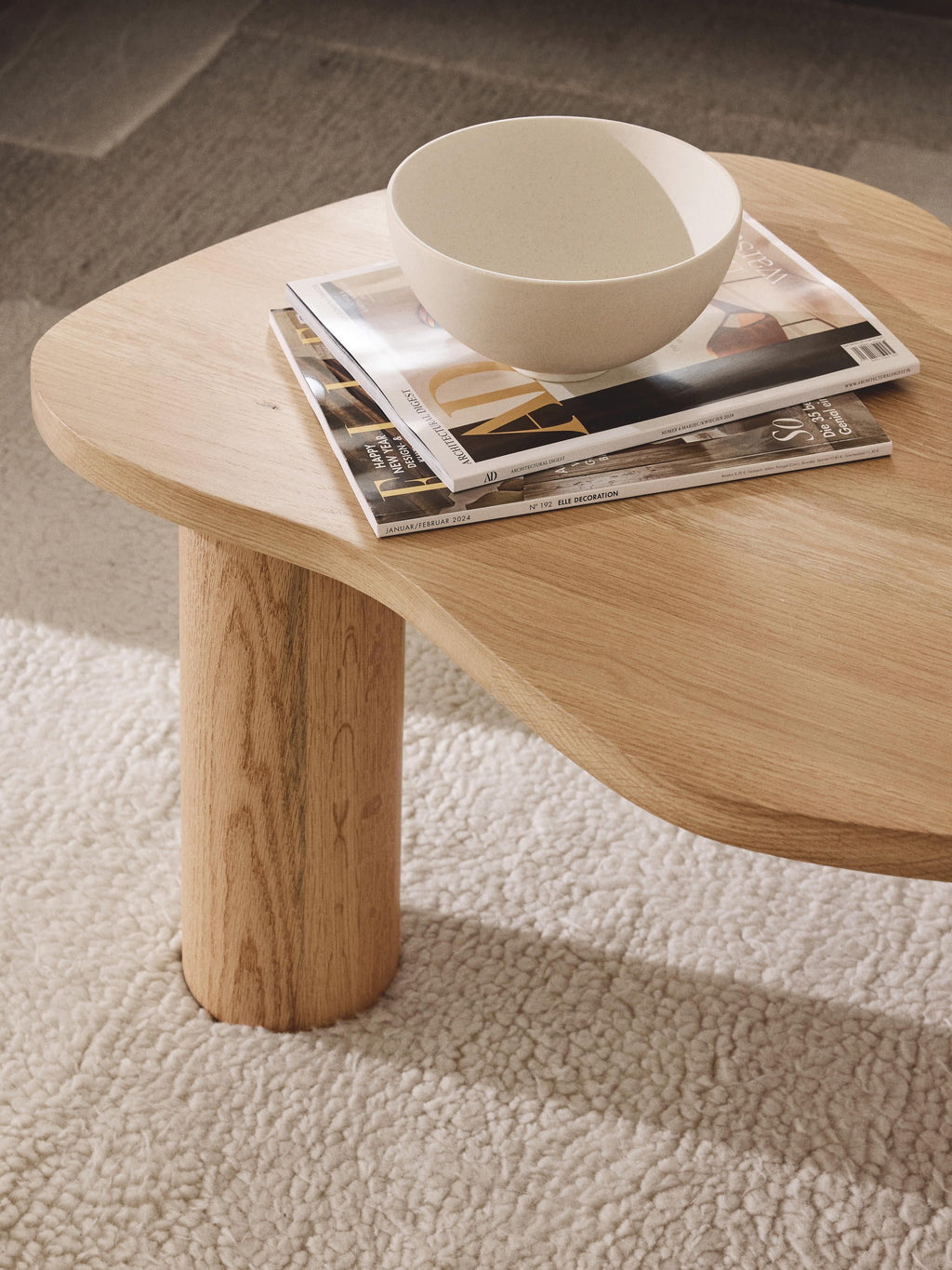 Didi Oak Wood Coffee Table in Organic Shape