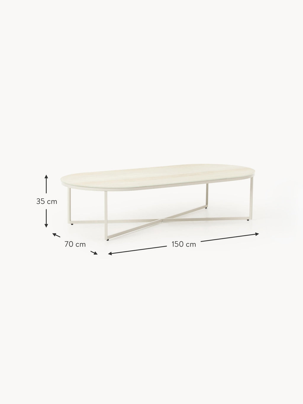 Antigua Oval Coffee Table with Marble Effect Glass Top