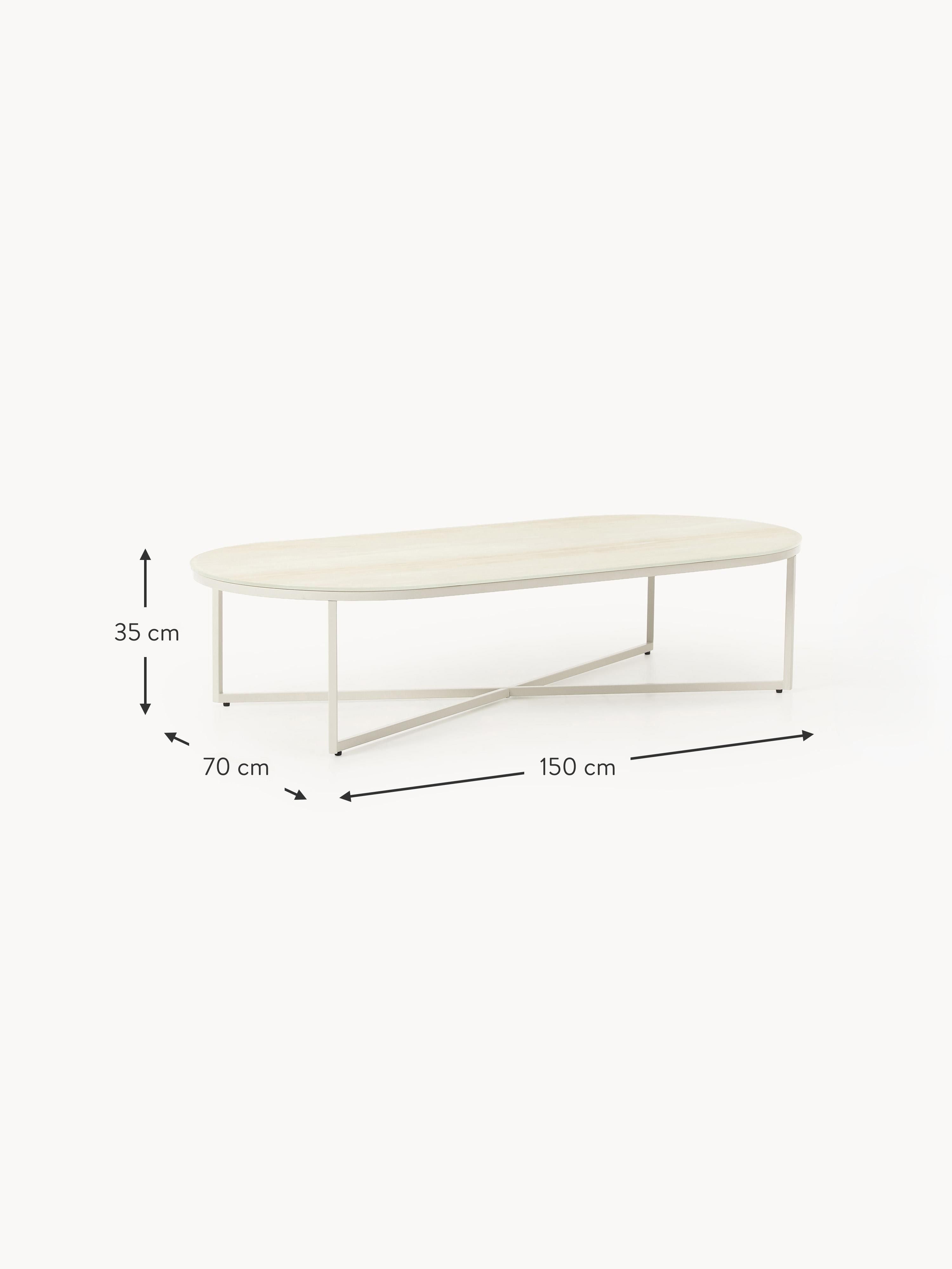 Antigua Oval Coffee Table with Marble Effect Glass Top