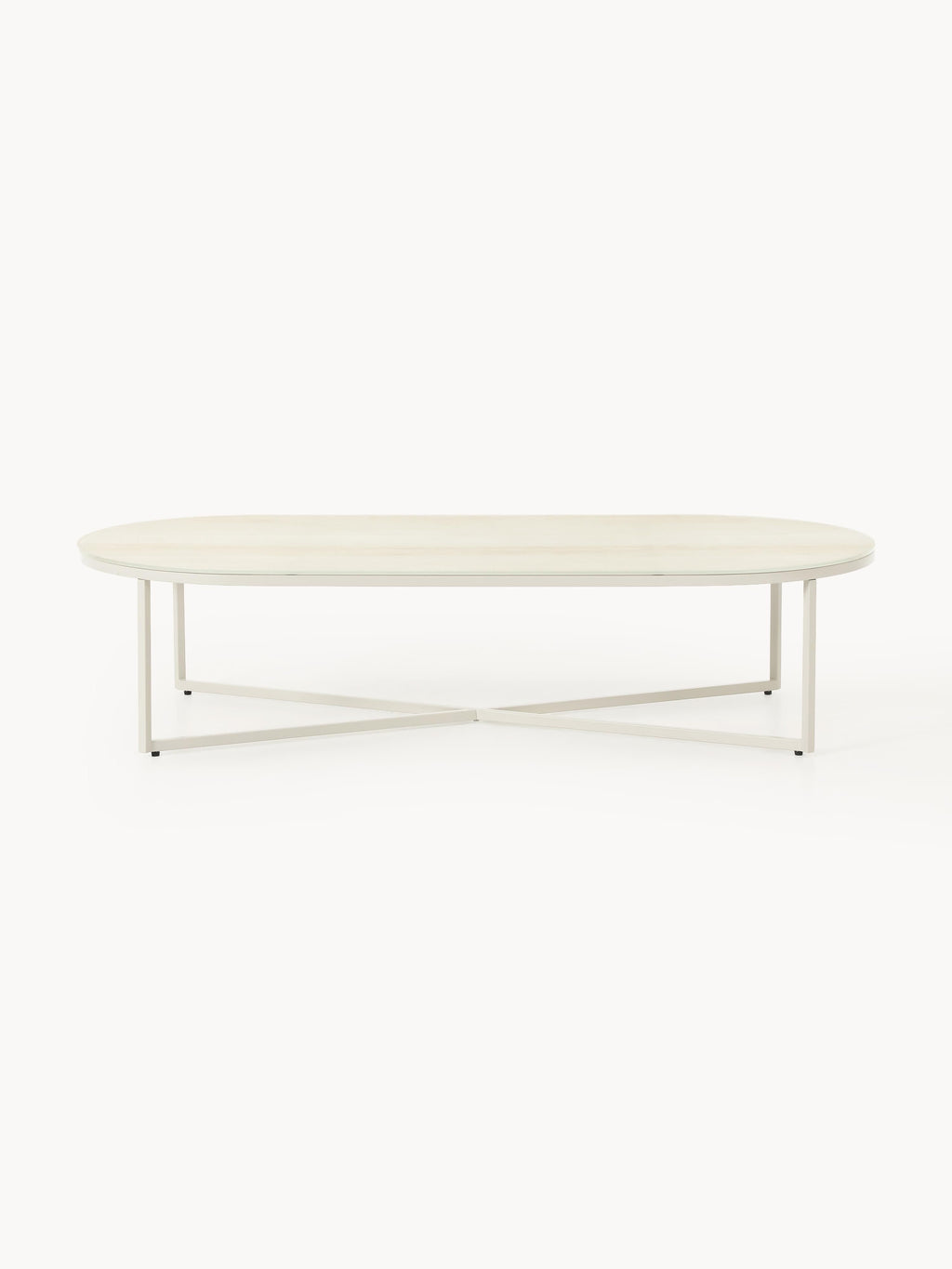 Antigua Oval Coffee Table with Marble Effect Glass Top