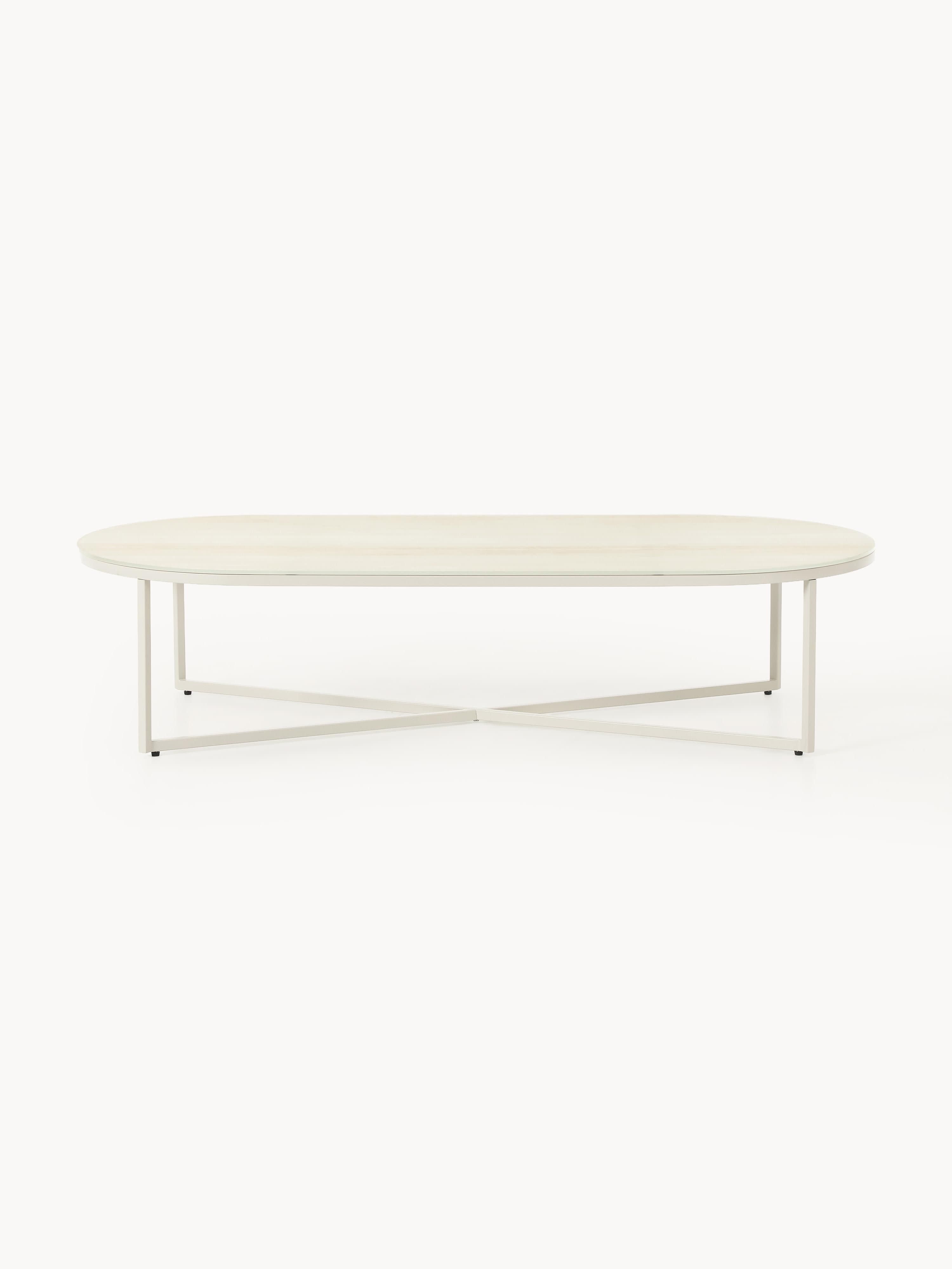 Antigua Oval Coffee Table with Marble Effect Glass Top