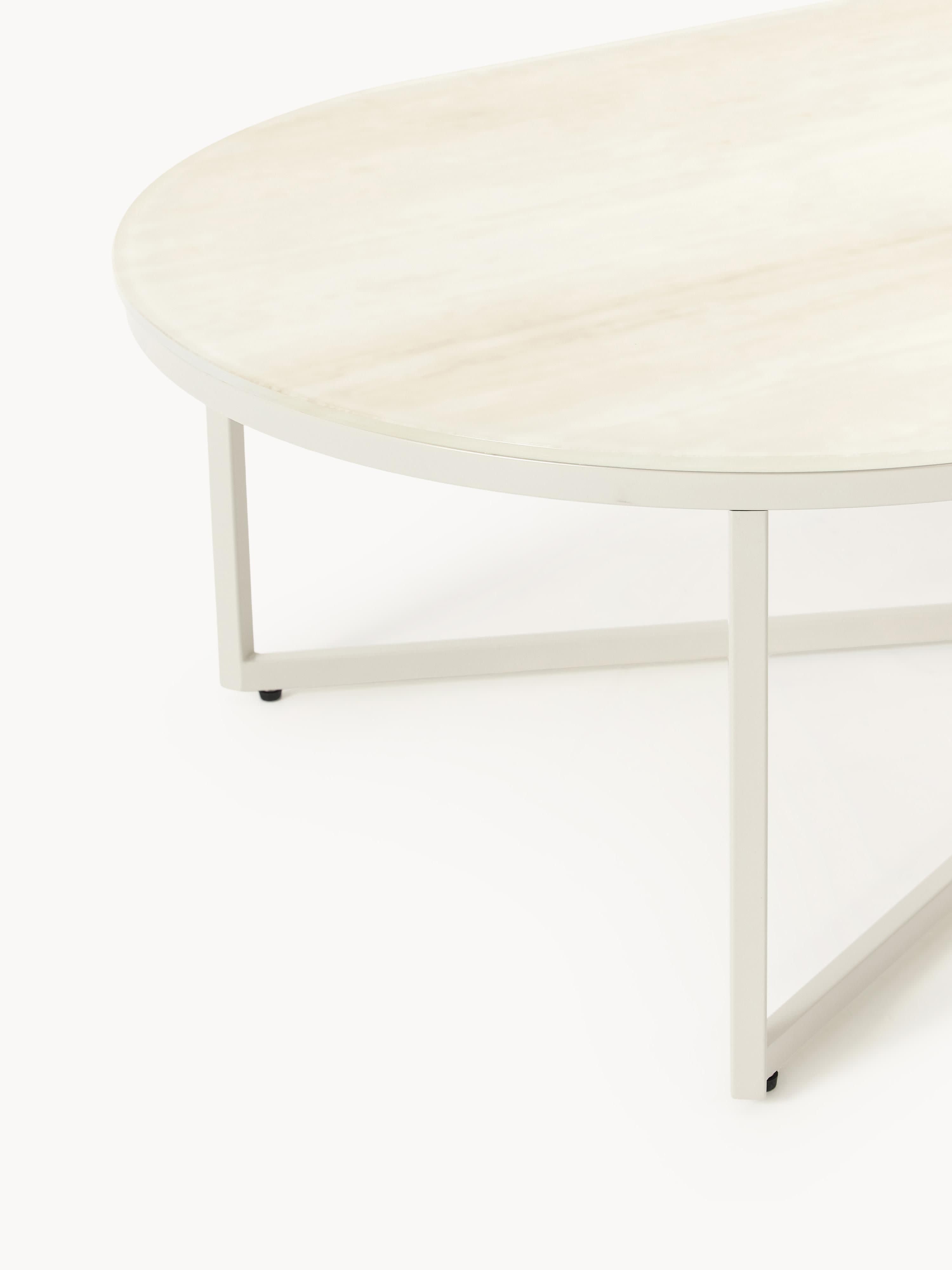 Antigua Oval Coffee Table with Marble Effect Glass Top