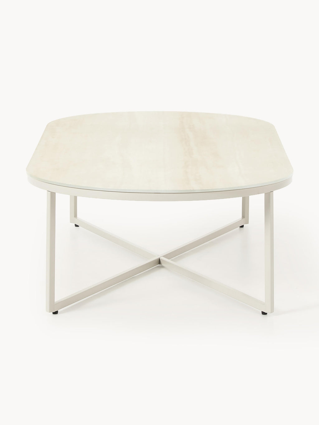 Antigua Oval Coffee Table with Marble Effect Glass Top