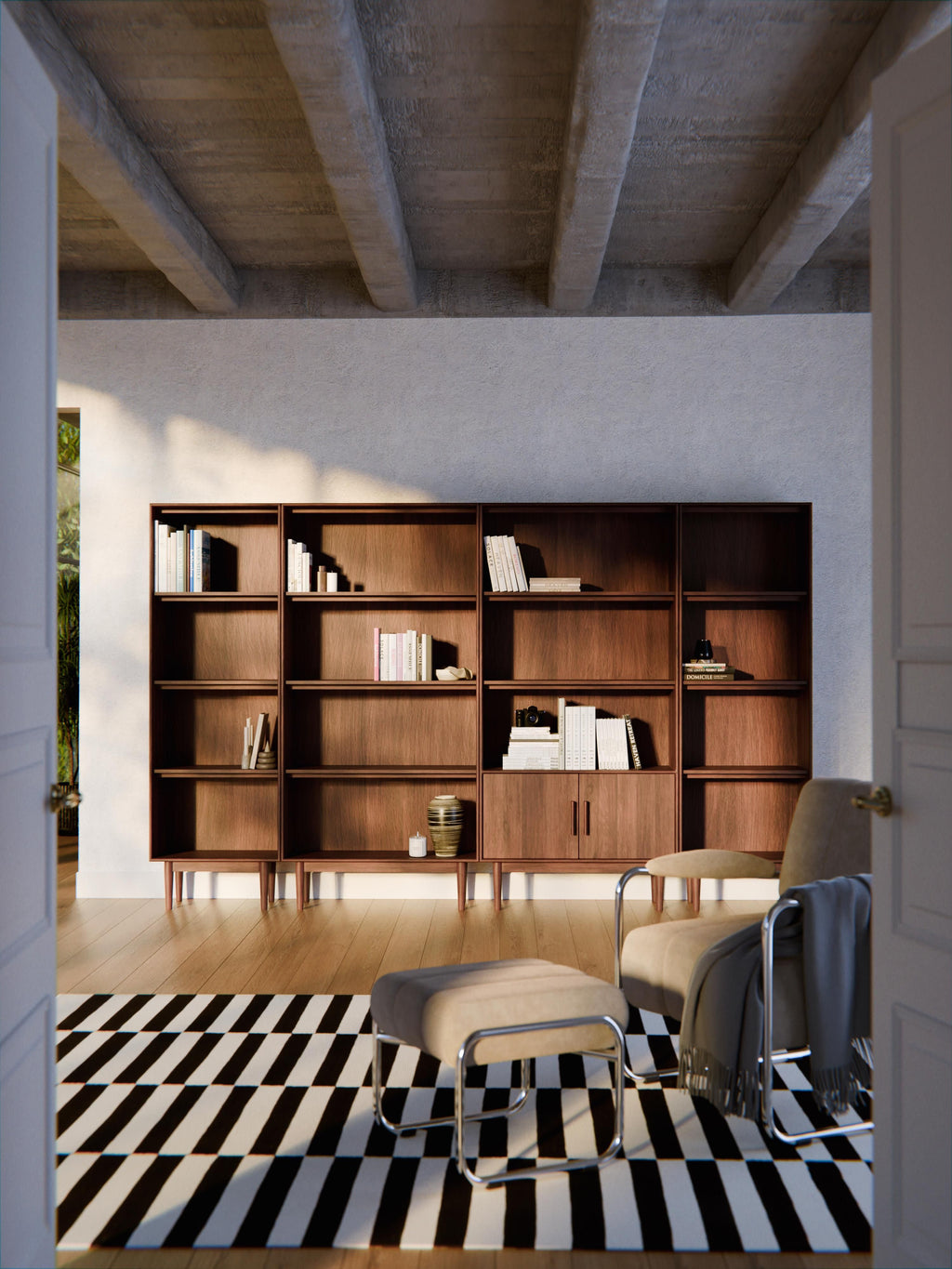 Paul Mango Wood High Shelving Unit