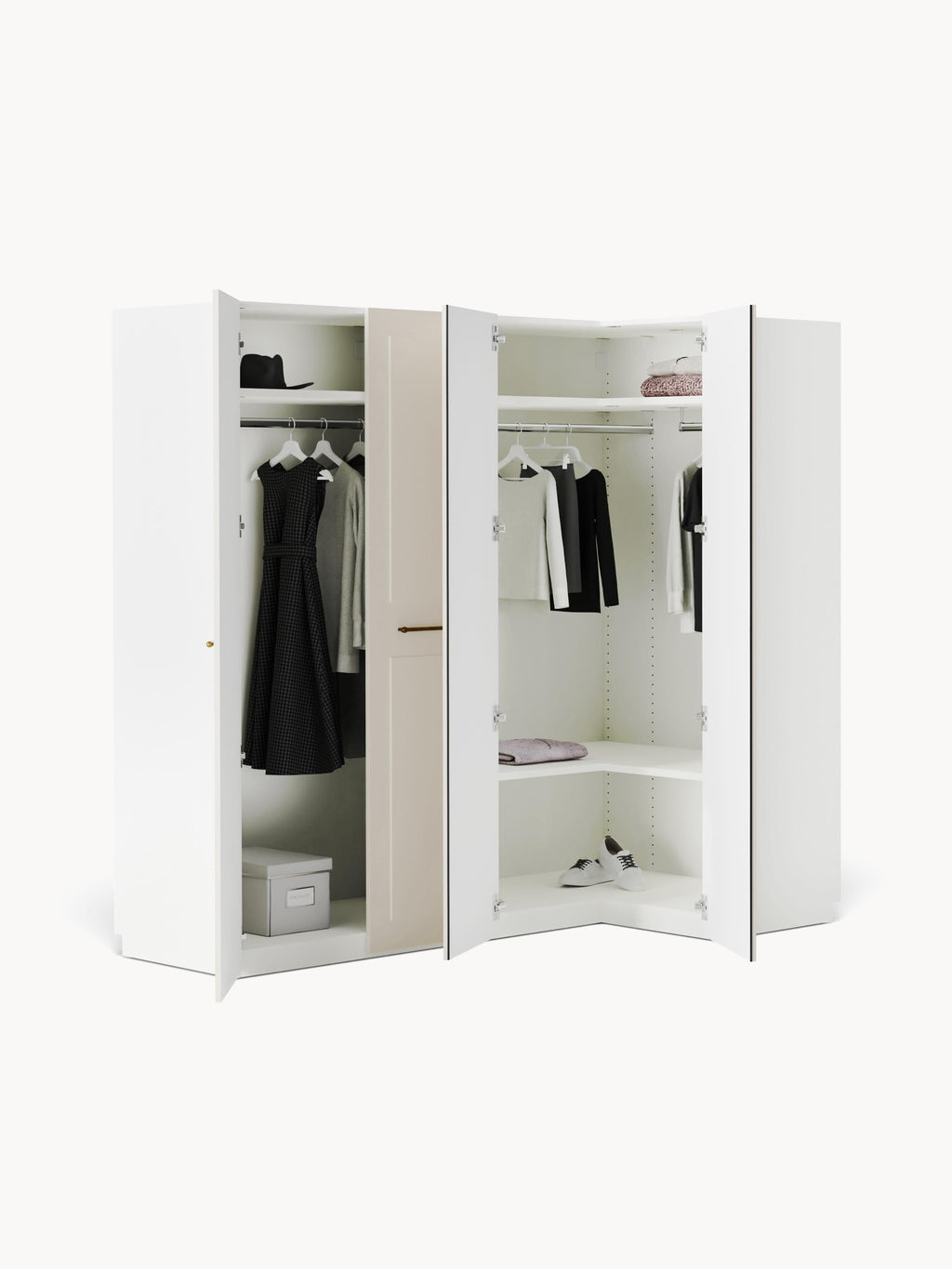 Charlotte Modular Corner Wardrobe, 215 cm Wide, in various sizes