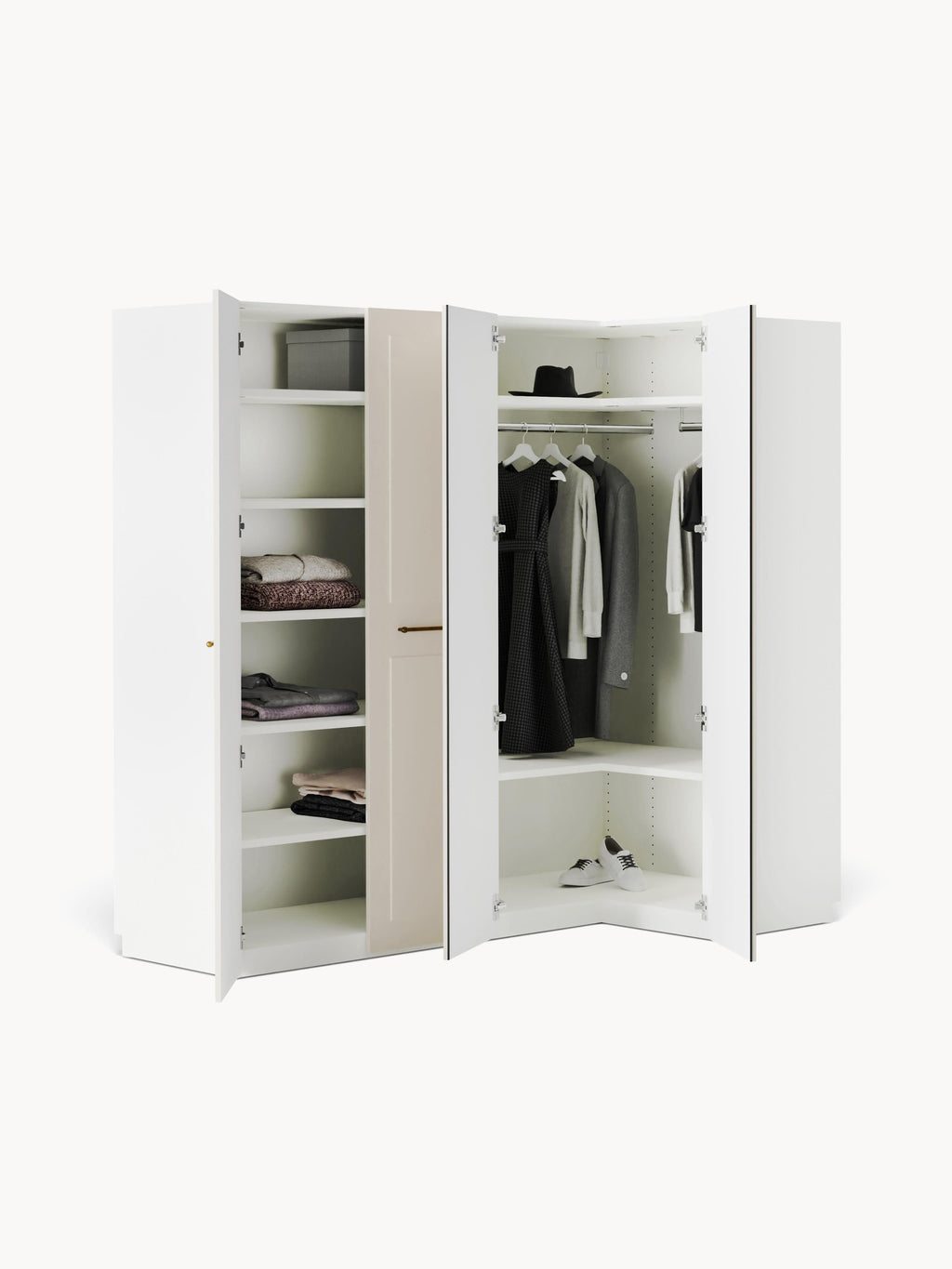 Charlotte Modular Corner Wardrobe, 215 cm Wide, in various sizes