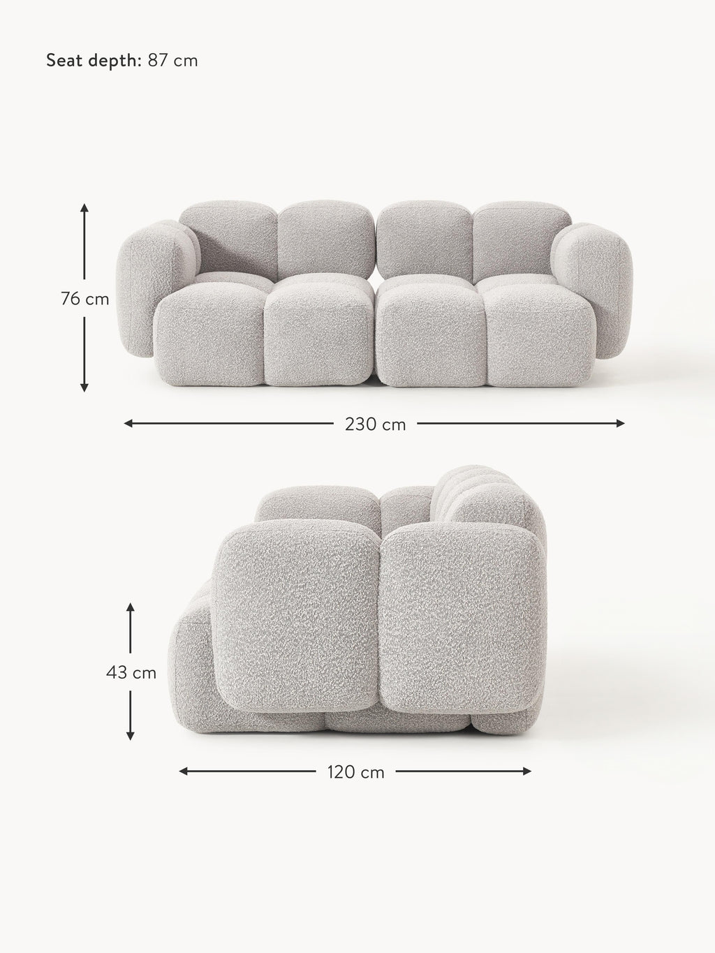 Tayla Bouclé Modular Sofa (2-seater)