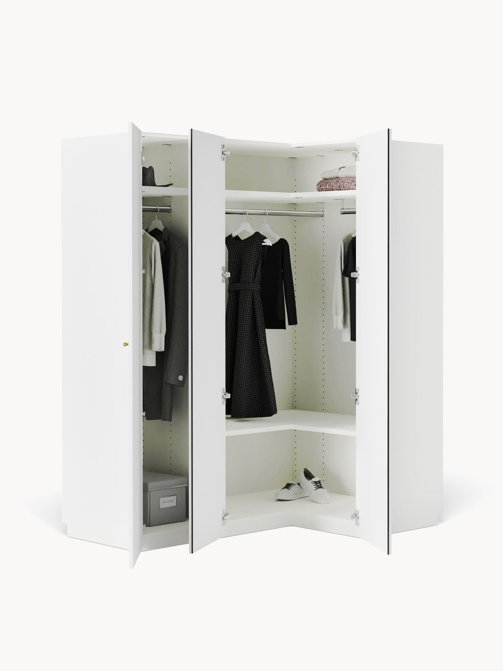 Charlotte Modular Corner Wardrobe, 165 cm Wide, in various sizes