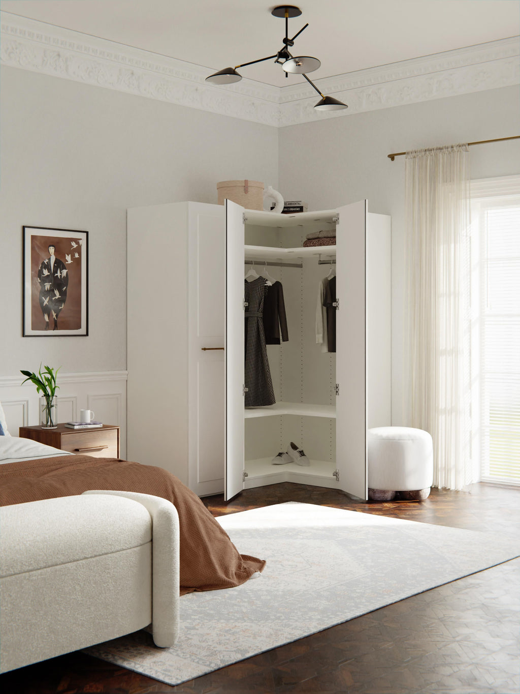 Charlotte Modular Corner Wardrobe, 165 cm Wide, in various sizes