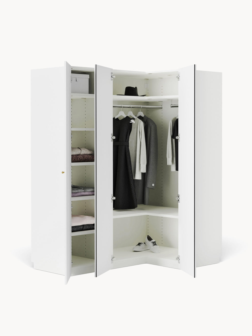 Charlotte Modular Corner Wardrobe, 165 cm Wide, in various sizes