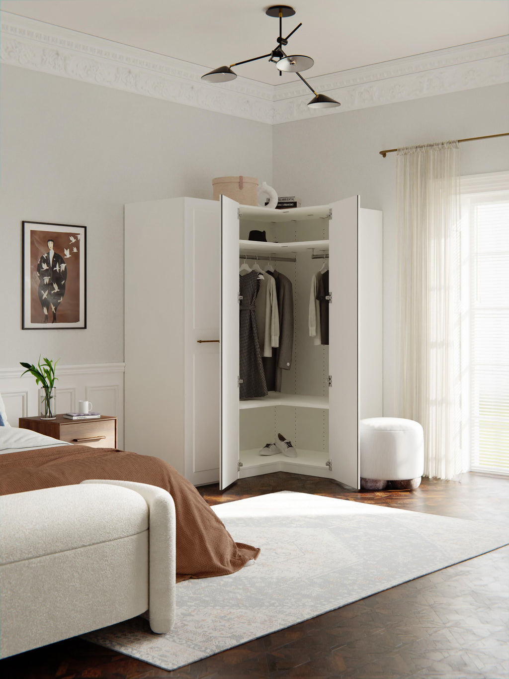 Charlotte Modular Corner Wardrobe, 165 cm Wide, in various sizes