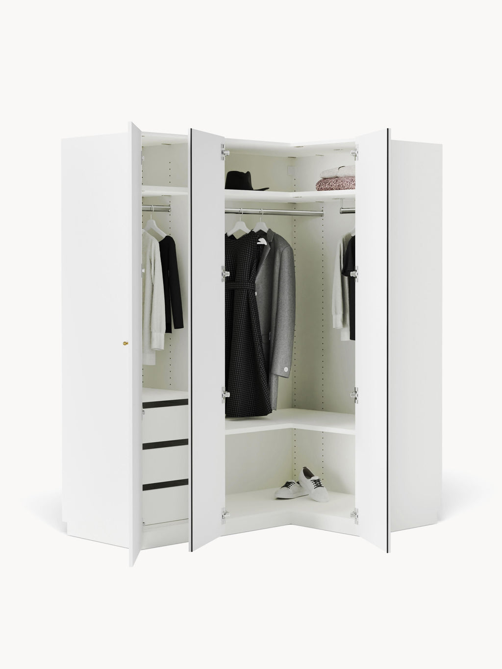 Charlotte Modular Corner Wardrobe, 165 cm Wide, in various sizes