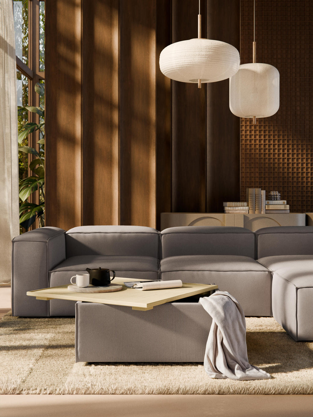 Lennon Corduroy Ottoman with Storage