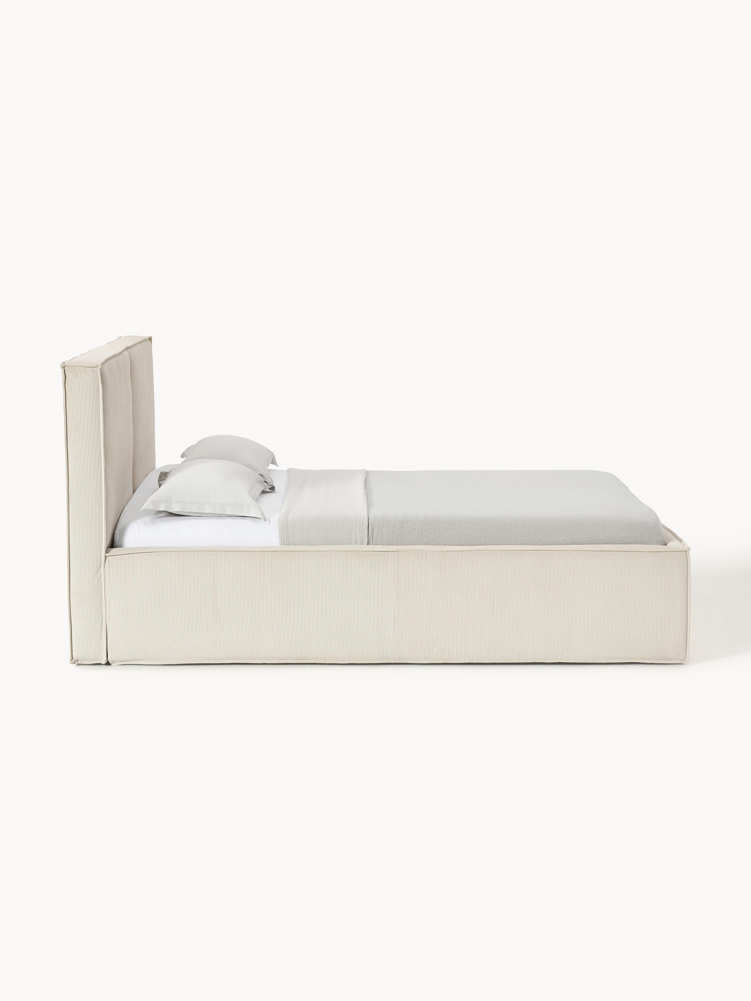 Dream Upholstered Corduroy Bed with Storage Space