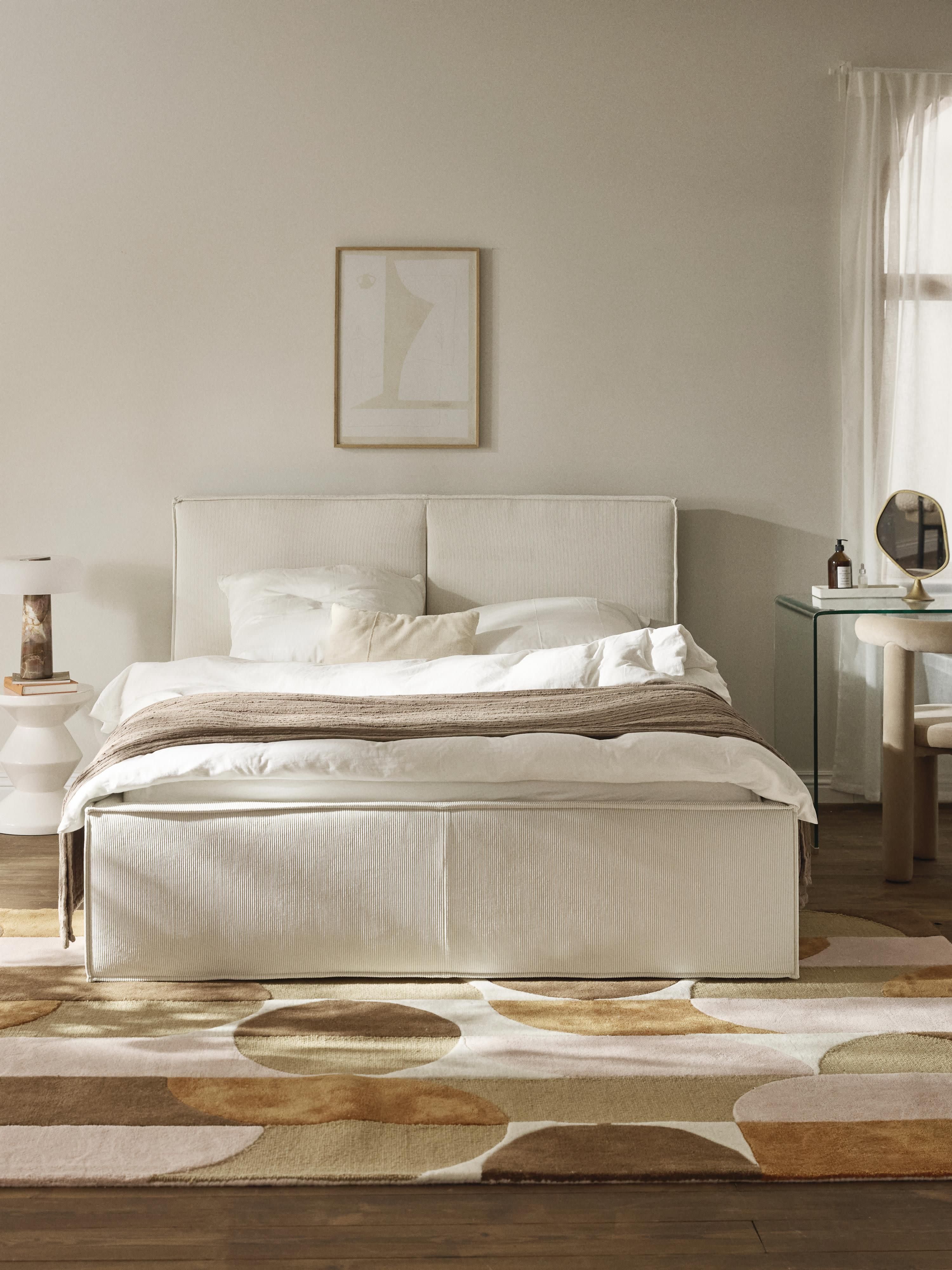 Dream Upholstered Corduroy Bed with Storage Space