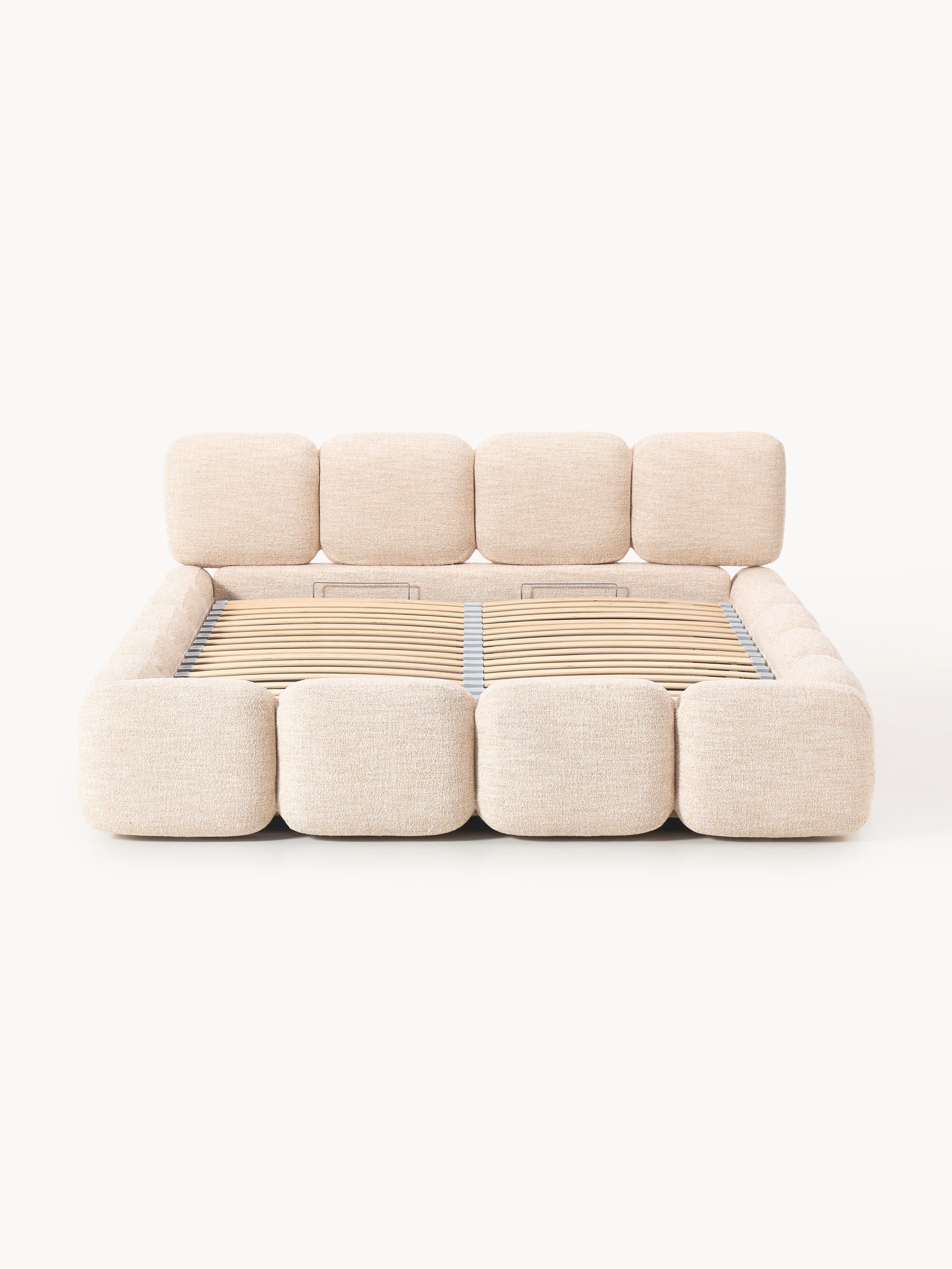 Tayla Upholstered Bouclé Bed with Storage Space