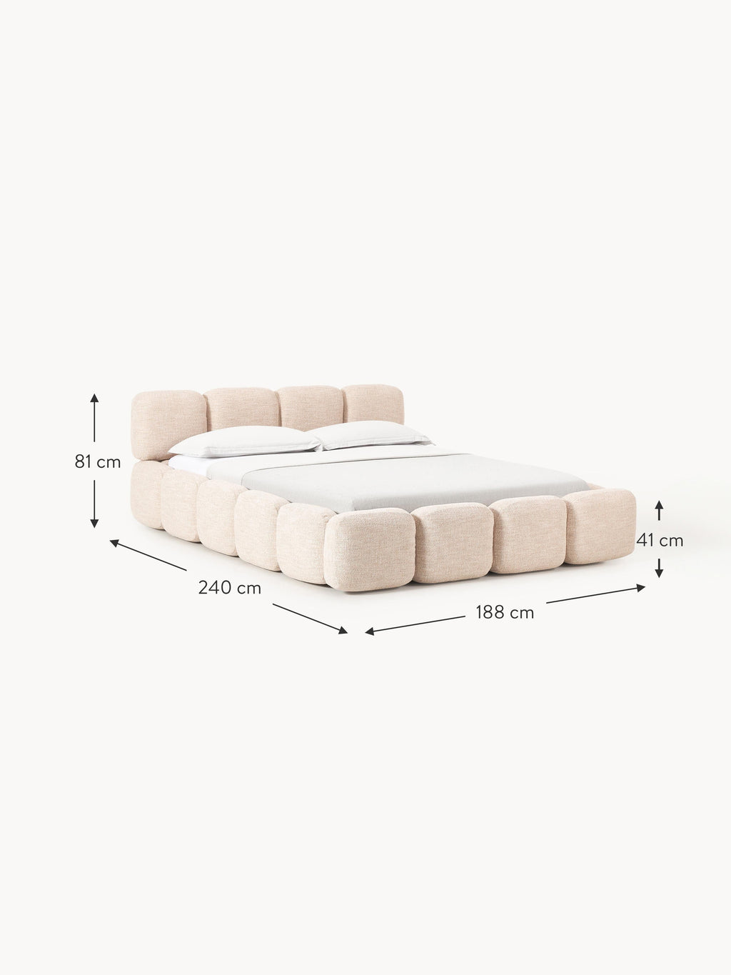 Tayla Upholstered Bouclé Bed with Storage Space