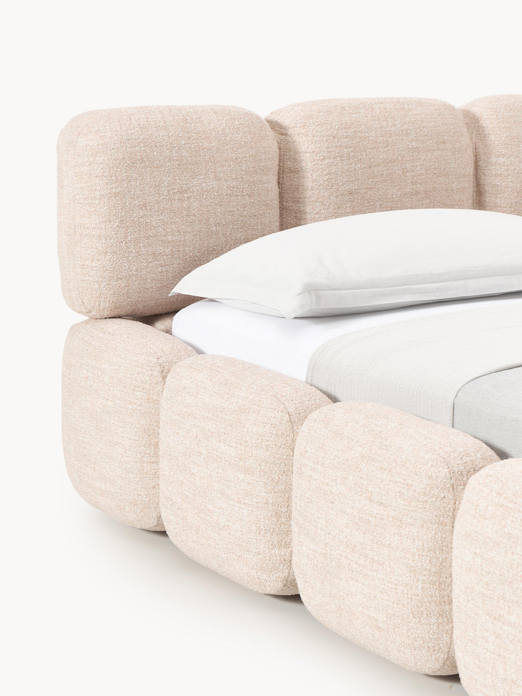 Tayla Upholstered Bouclé Bed with Storage Space