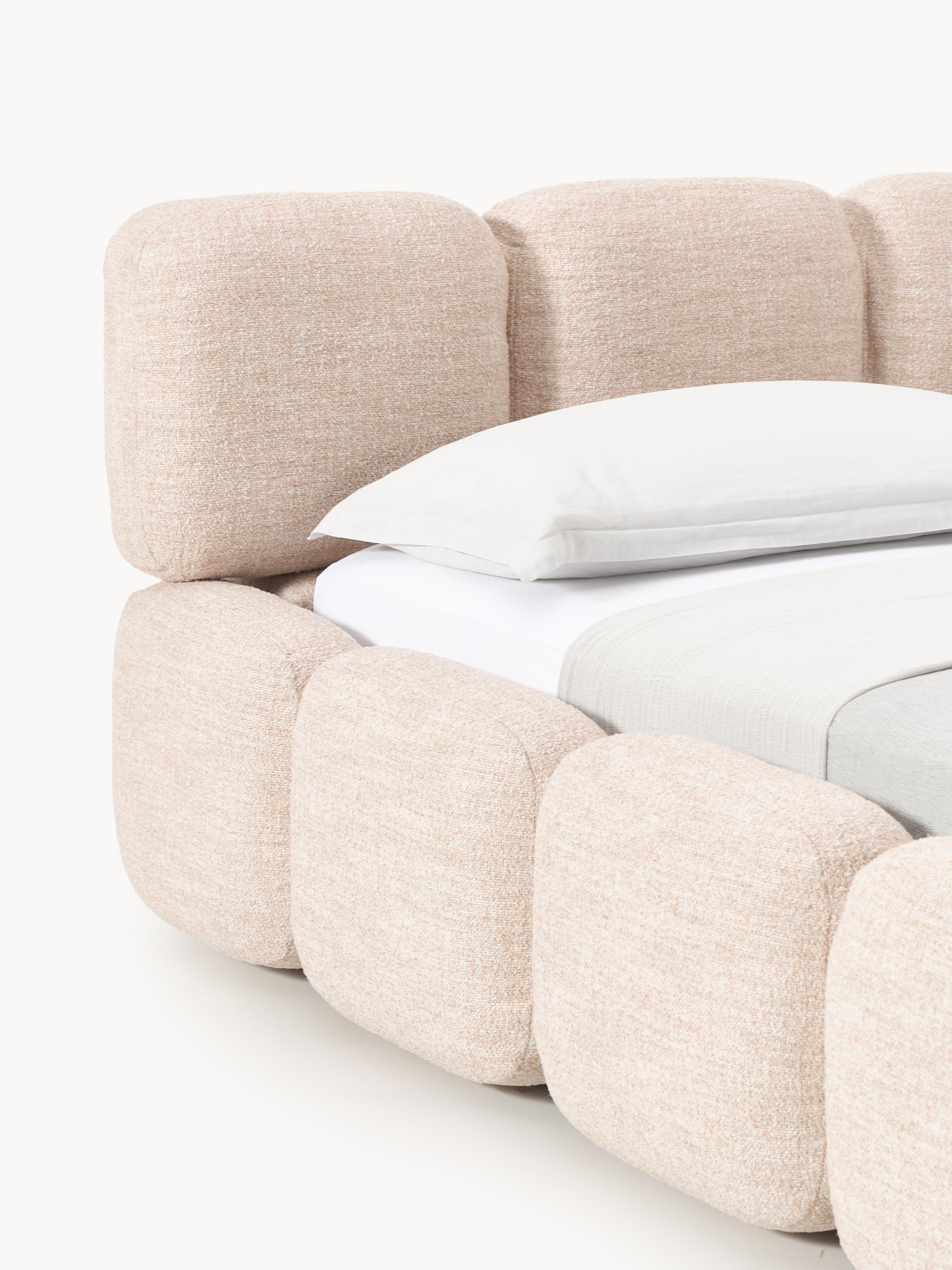 Tayla Upholstered Bouclé Bed with Storage Space