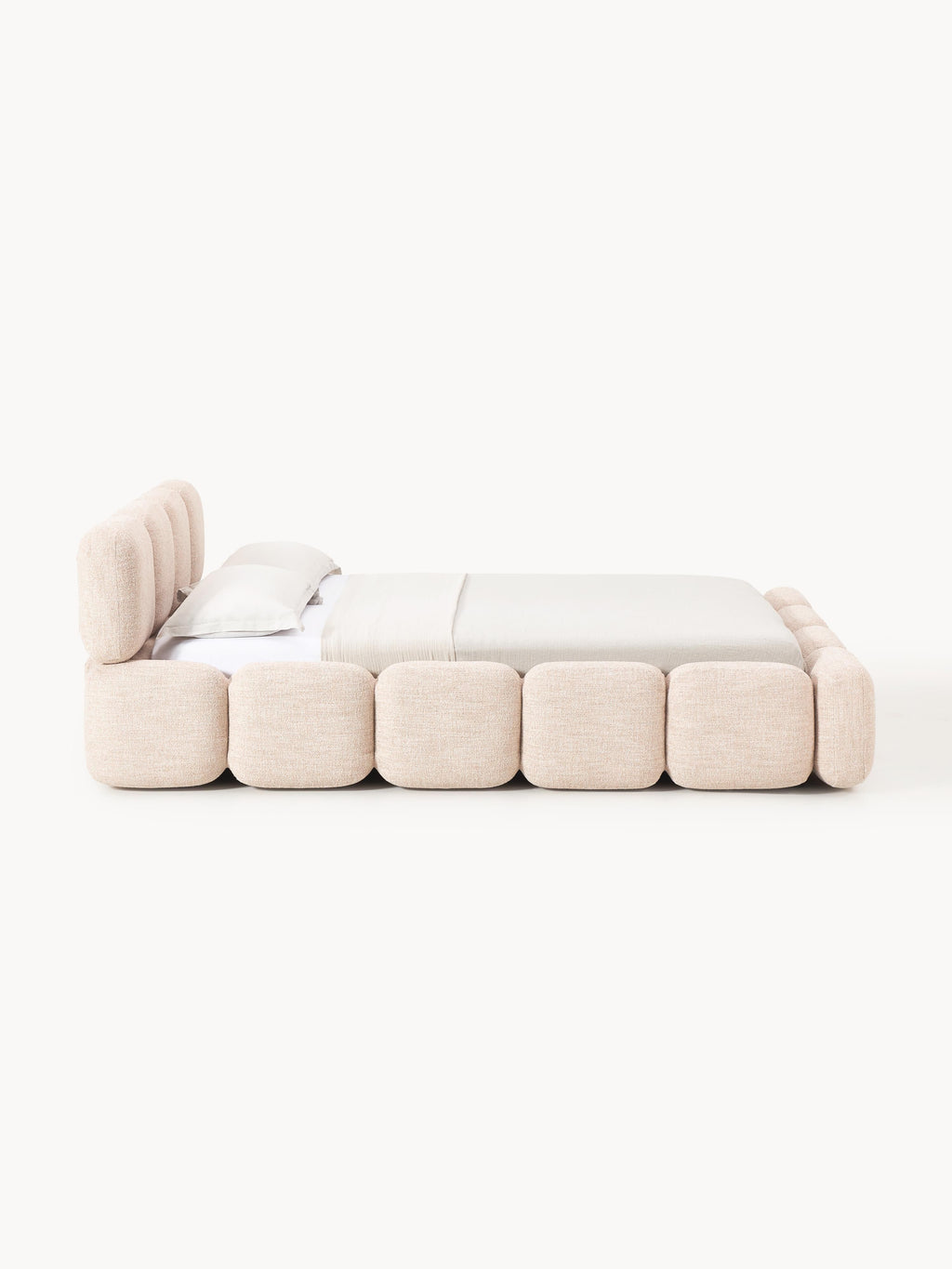 Tayla Upholstered Bouclé Bed with Storage Space