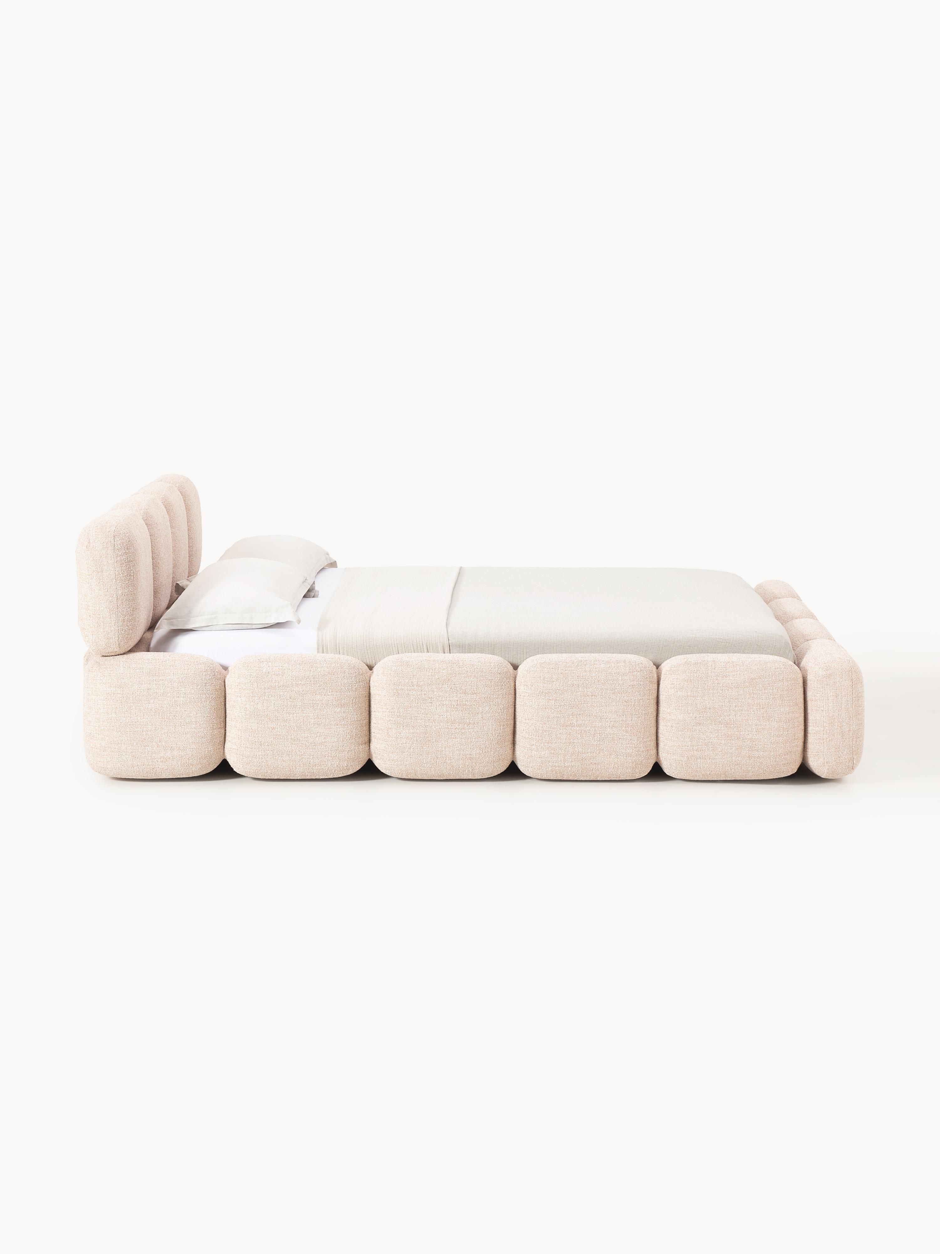 Tayla Upholstered Bouclé Bed with Storage Space