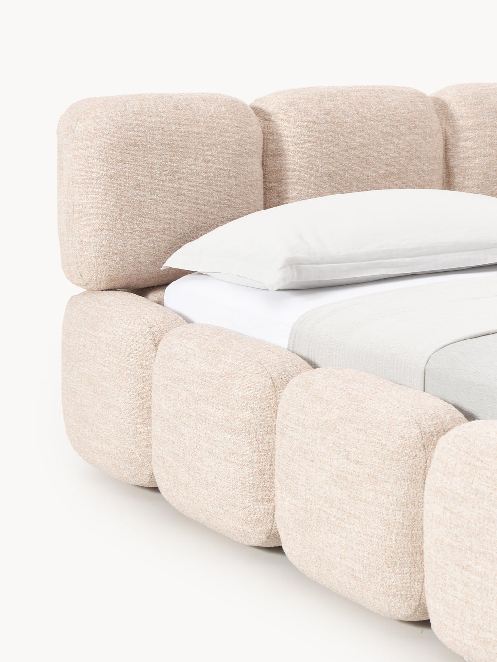 Tayla Upholstered Bouclé Bed with Storage Space