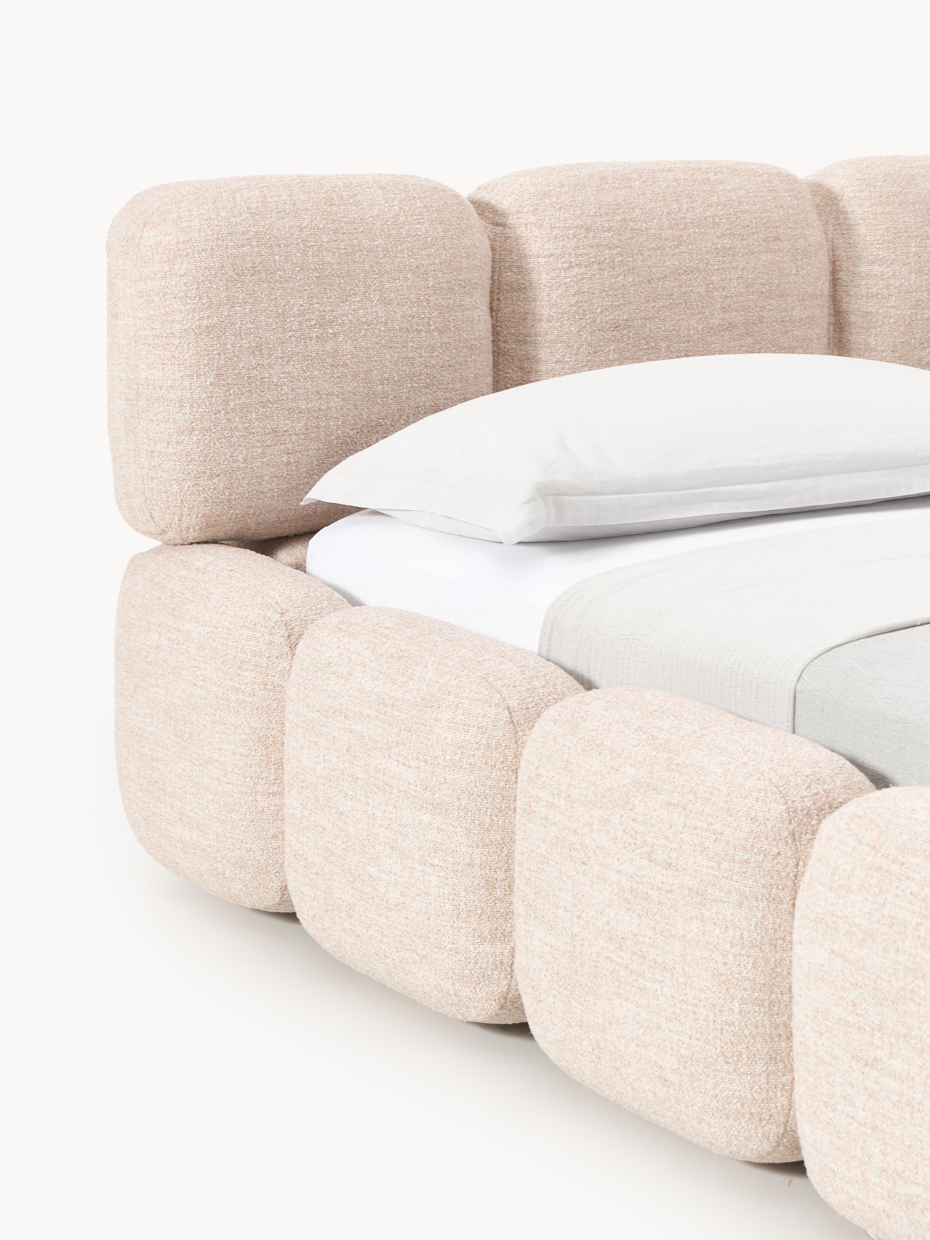 Tayla Upholstered Bouclé Bed with Storage Space