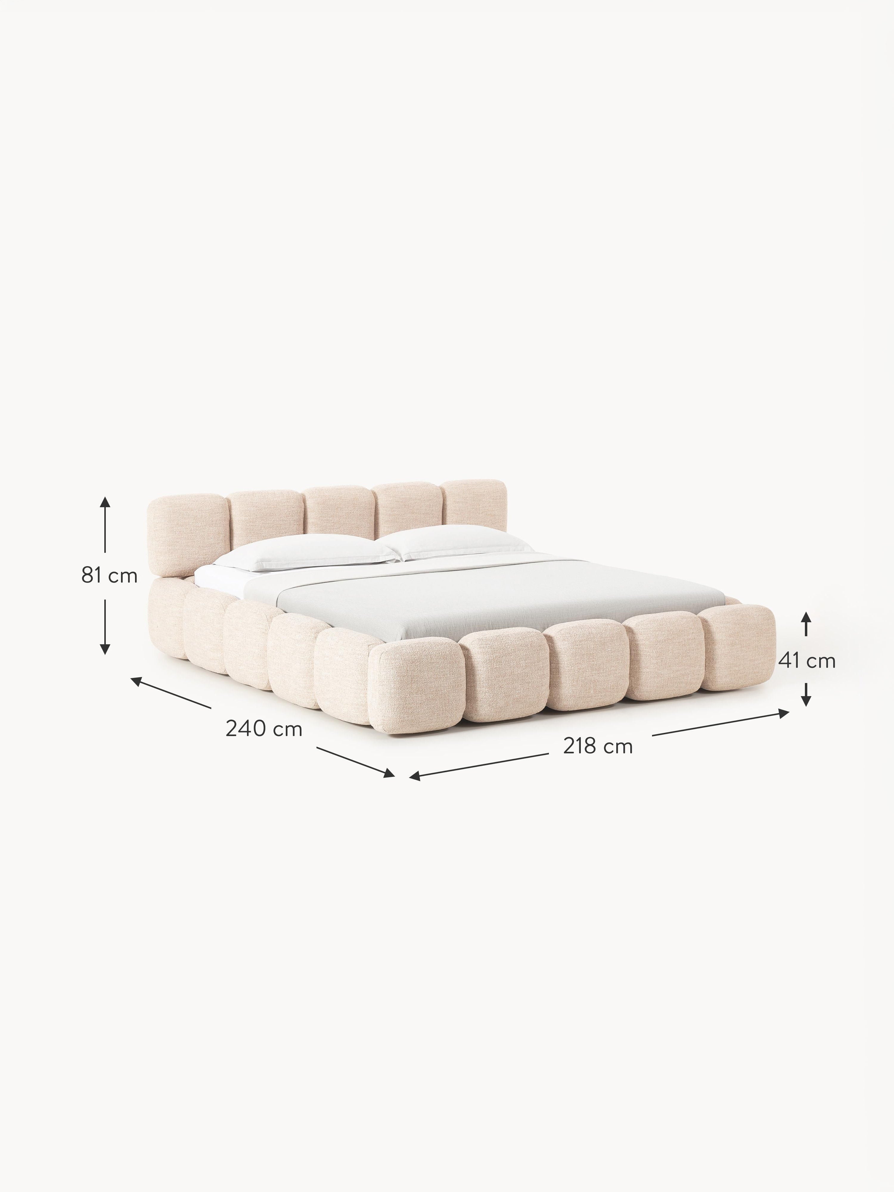 Tayla Upholstered Bouclé Bed with Storage Space