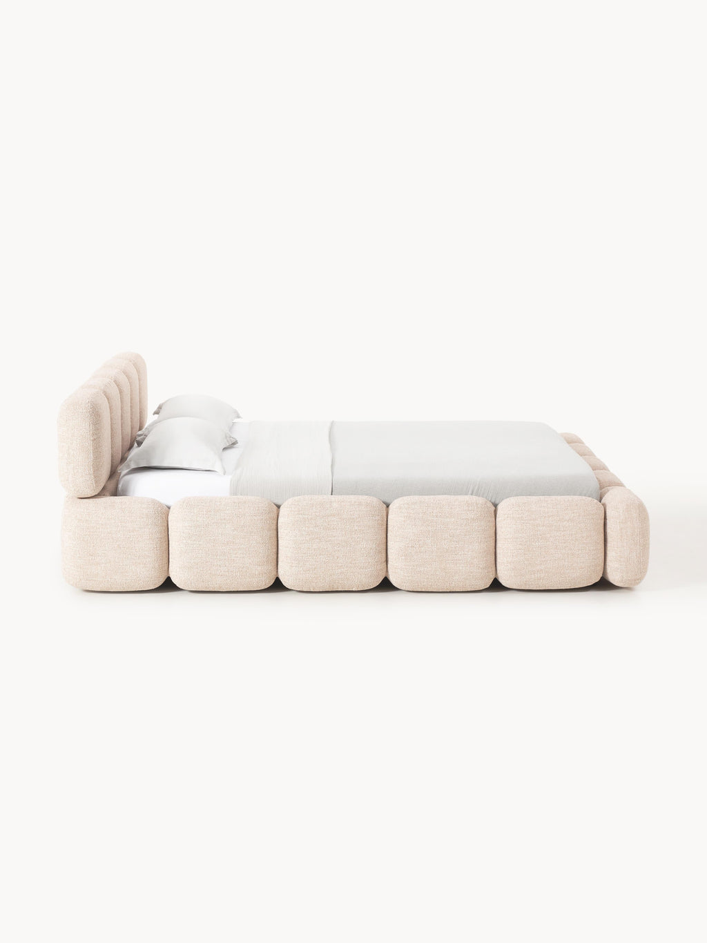 Tayla Upholstered Bouclé Bed with Storage Space