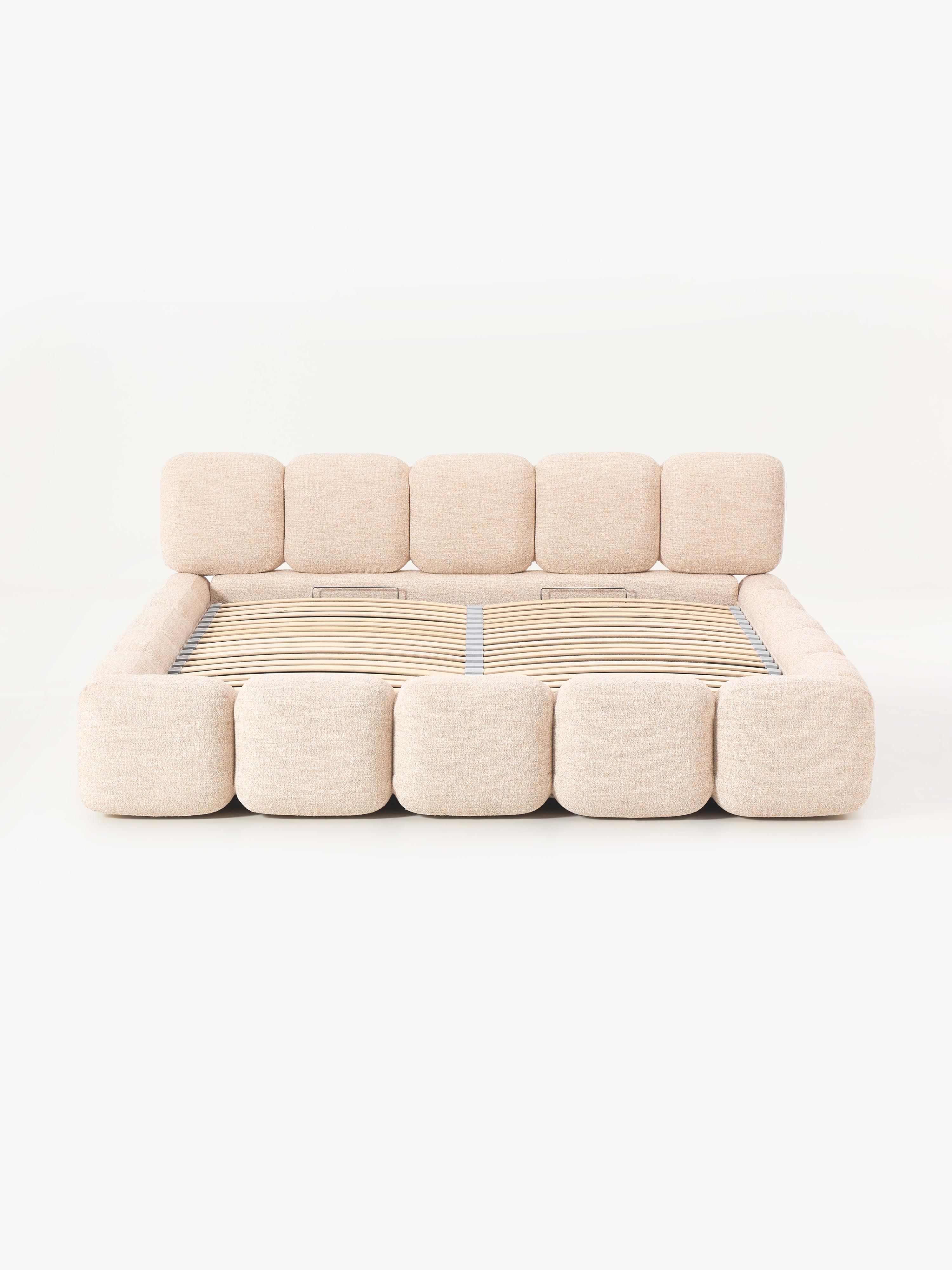Tayla Upholstered Bouclé Bed with Storage Space