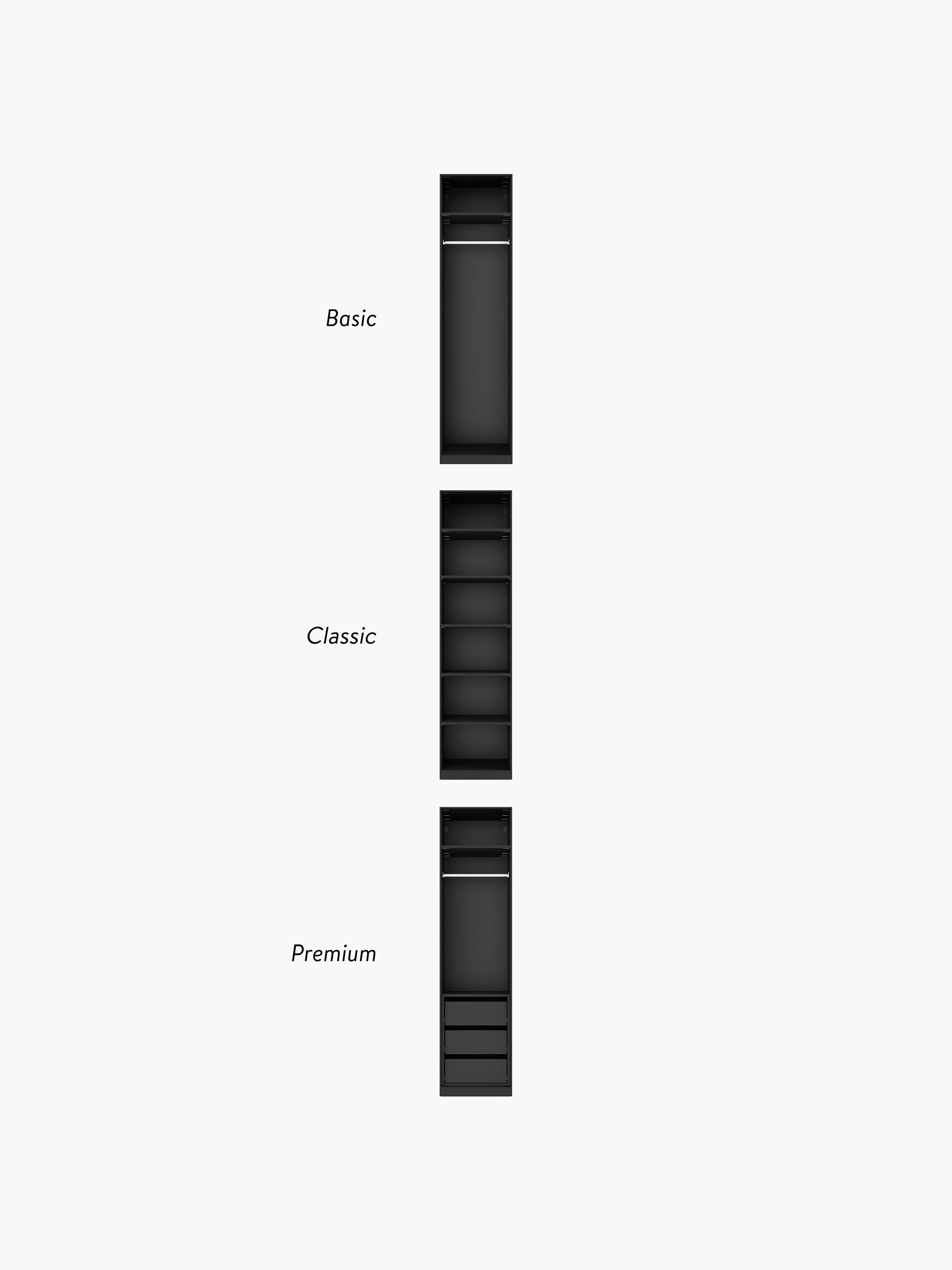 Jeanne Modular Hinged Door Wardrobe, 50 cm Wide, in various sizes