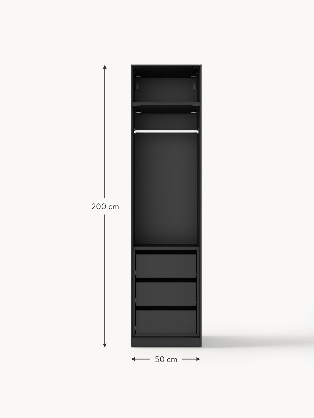Jeanne Modular Hinged Door Wardrobe, 50 cm Wide, in various sizes