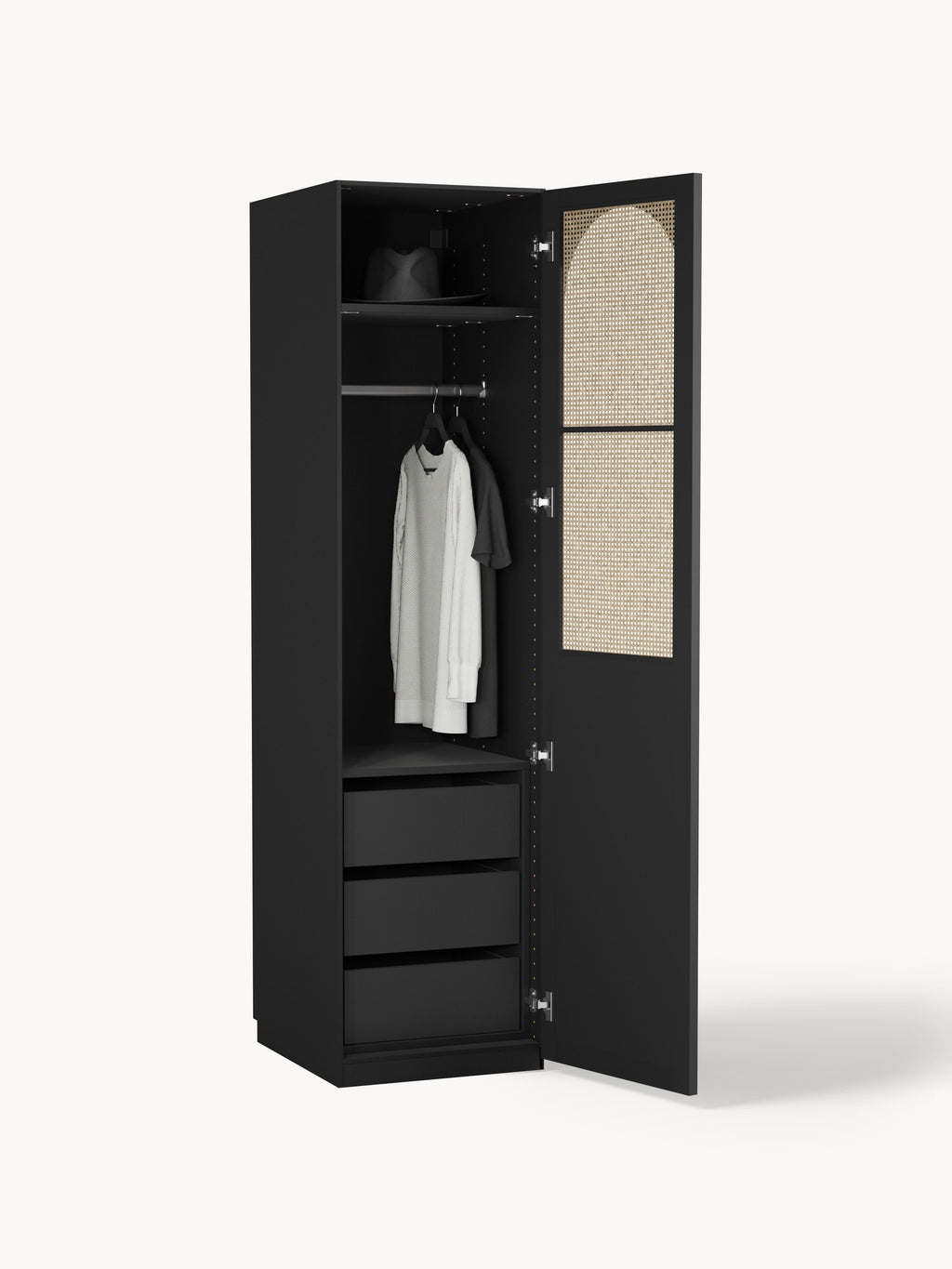Jeanne Modular Hinged Door Wardrobe, 50 cm Wide, in various sizes