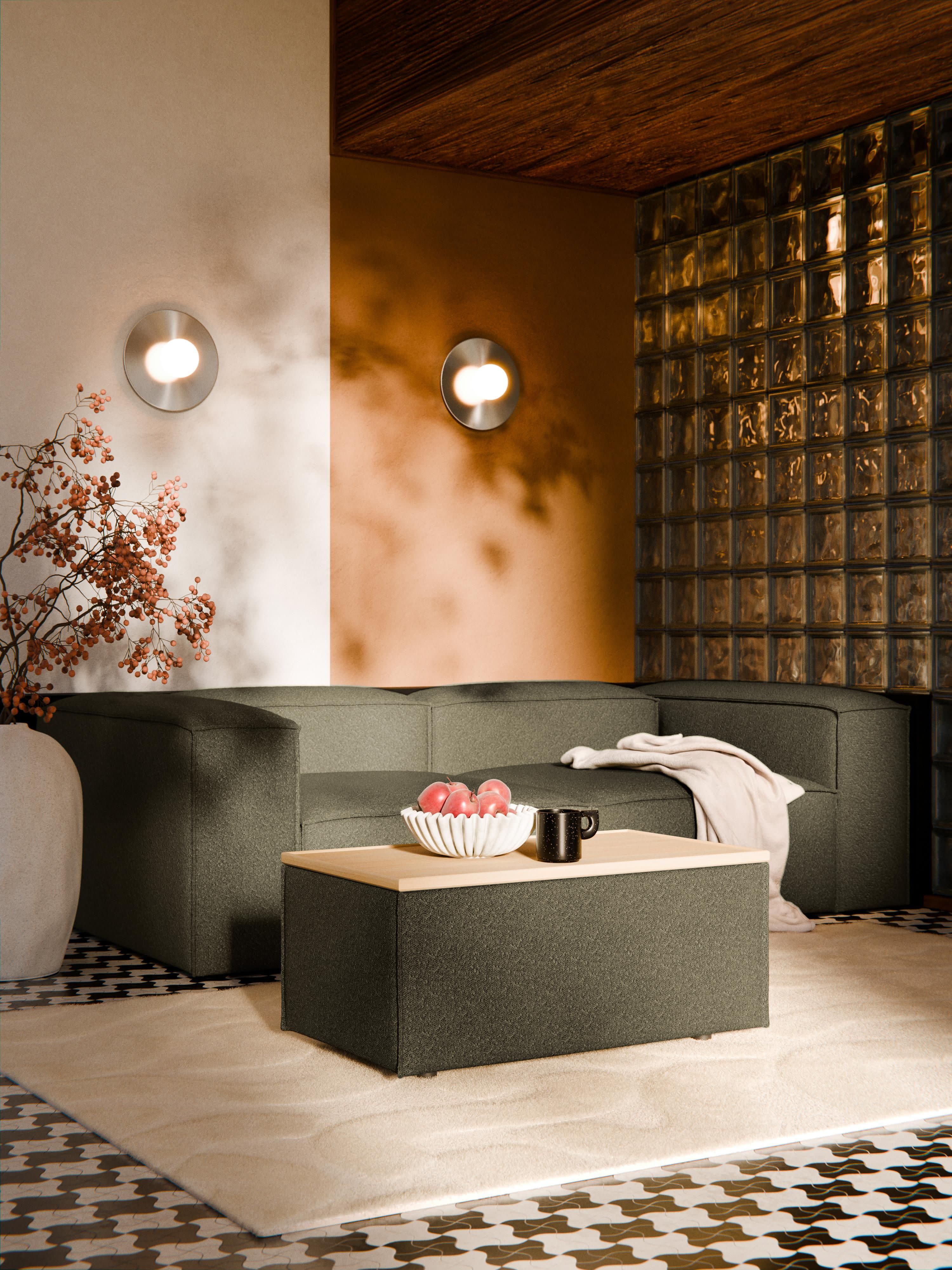 Lennon Bouclé Ottoman with Storage