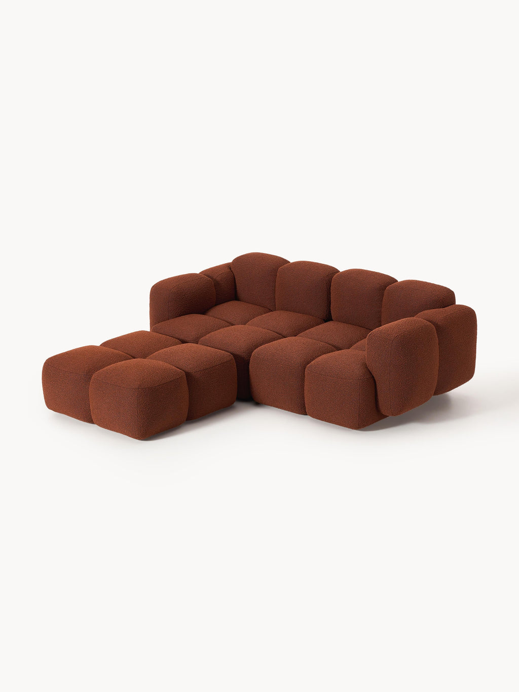 Tayla Bouclé Modular Sofa (3-seater) with Ottoman (left/right)