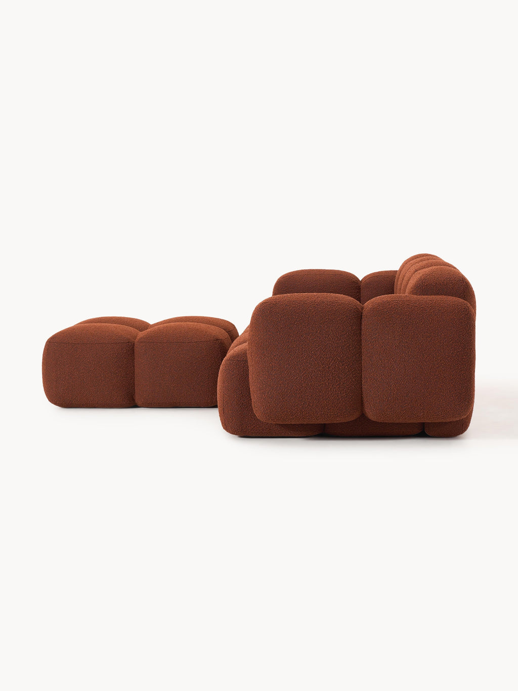 Tayla Bouclé Modular Sofa (3-seater) with Ottoman (left/right)