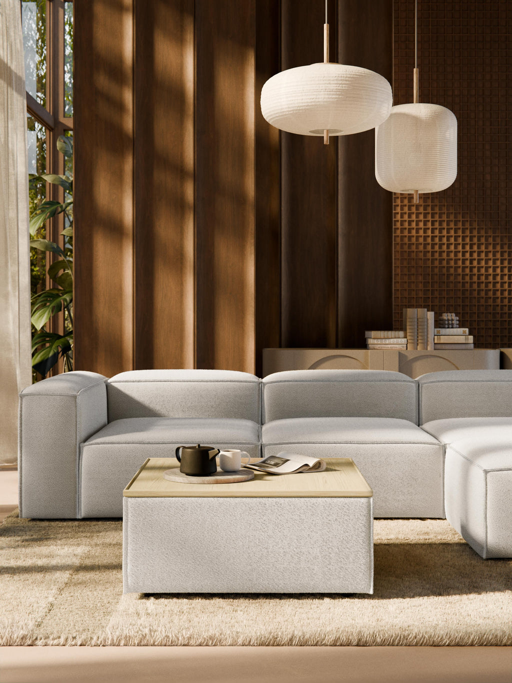 Lennon Bouclé Ottoman with Storage