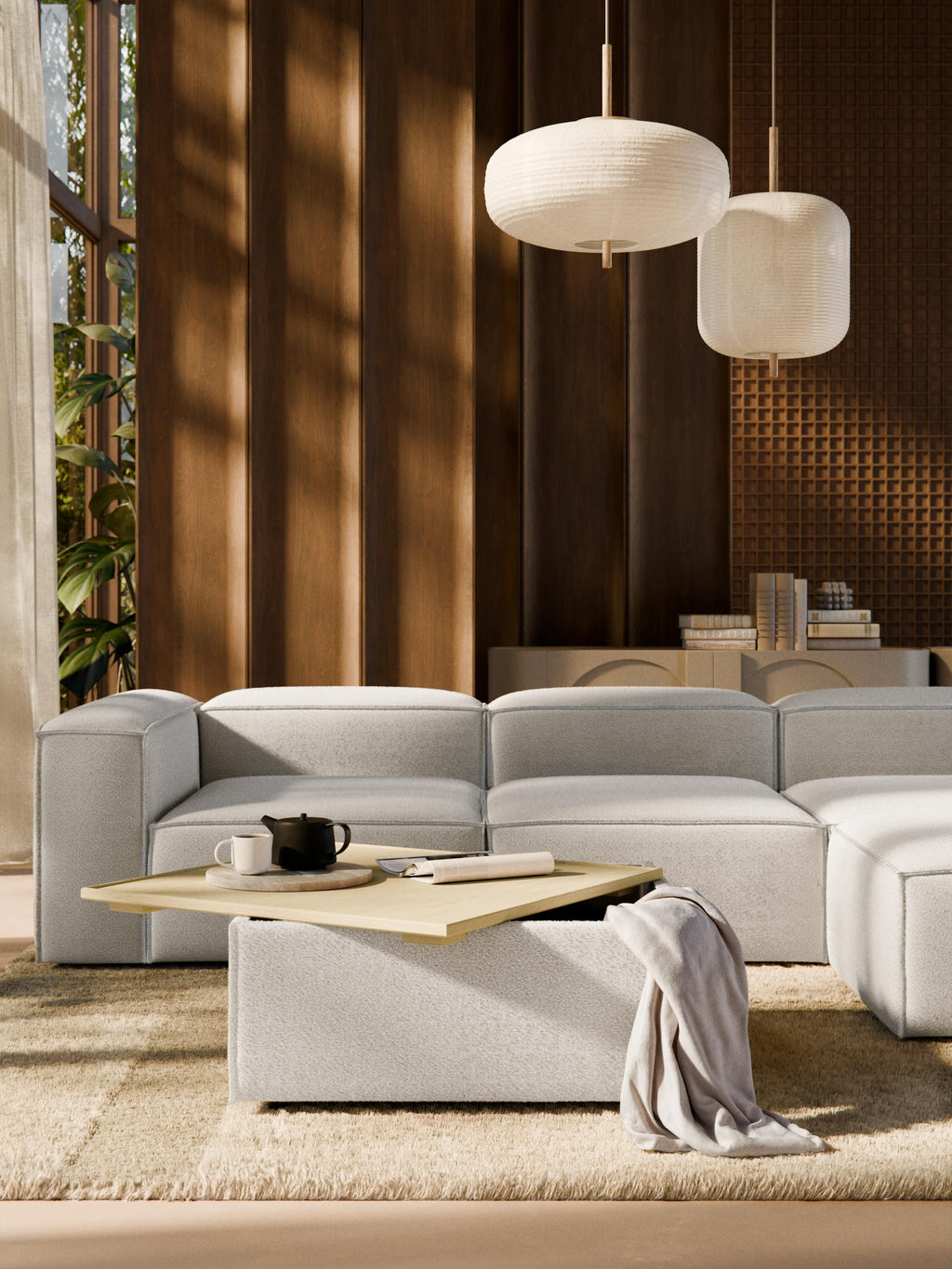 Lennon Bouclé Ottoman with Storage