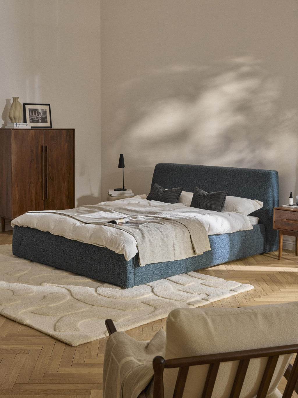Cloud Upholstered Bouclé Bed