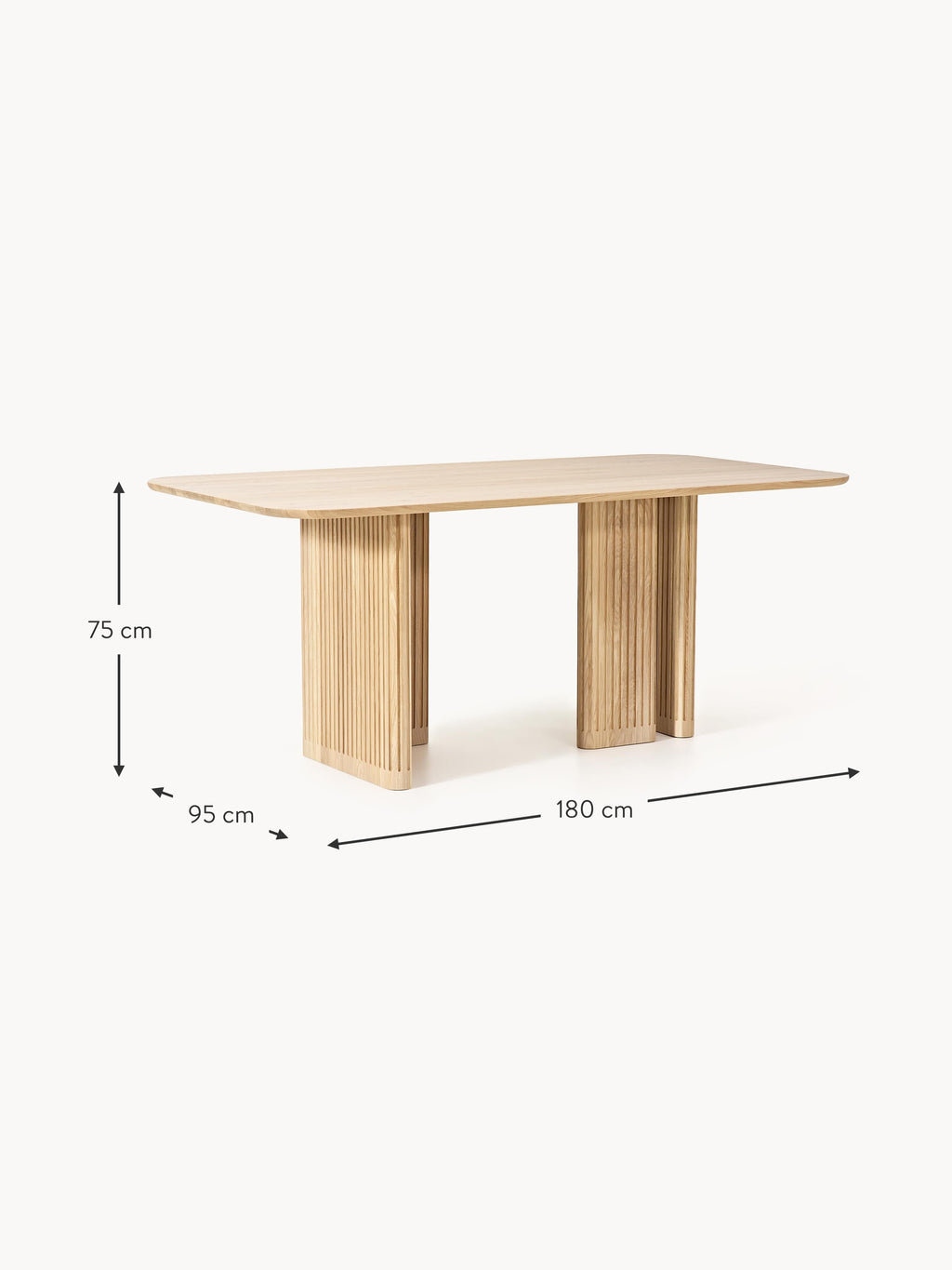 Jolka Oak Wood Dining Table, in various sizes
