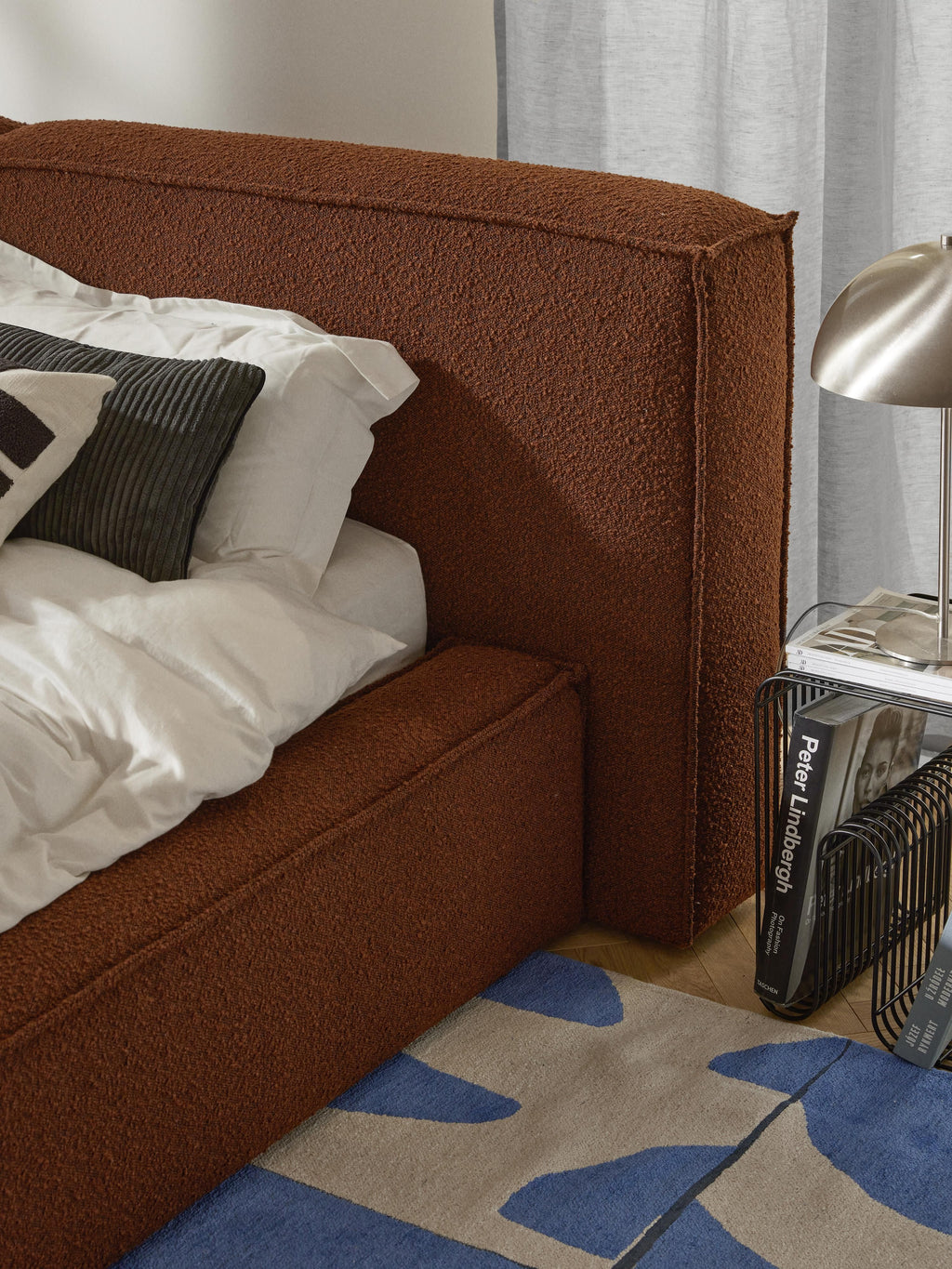 Lennon Upholstered Bouclé Bed with Storage Space