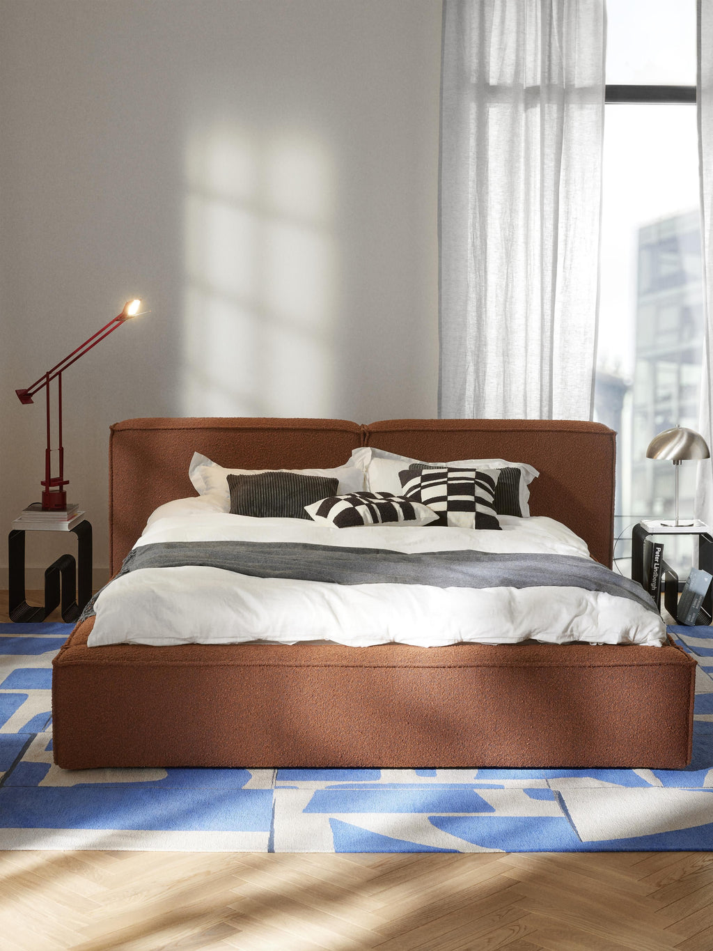 Lennon Upholstered Bouclé Bed with Storage Space