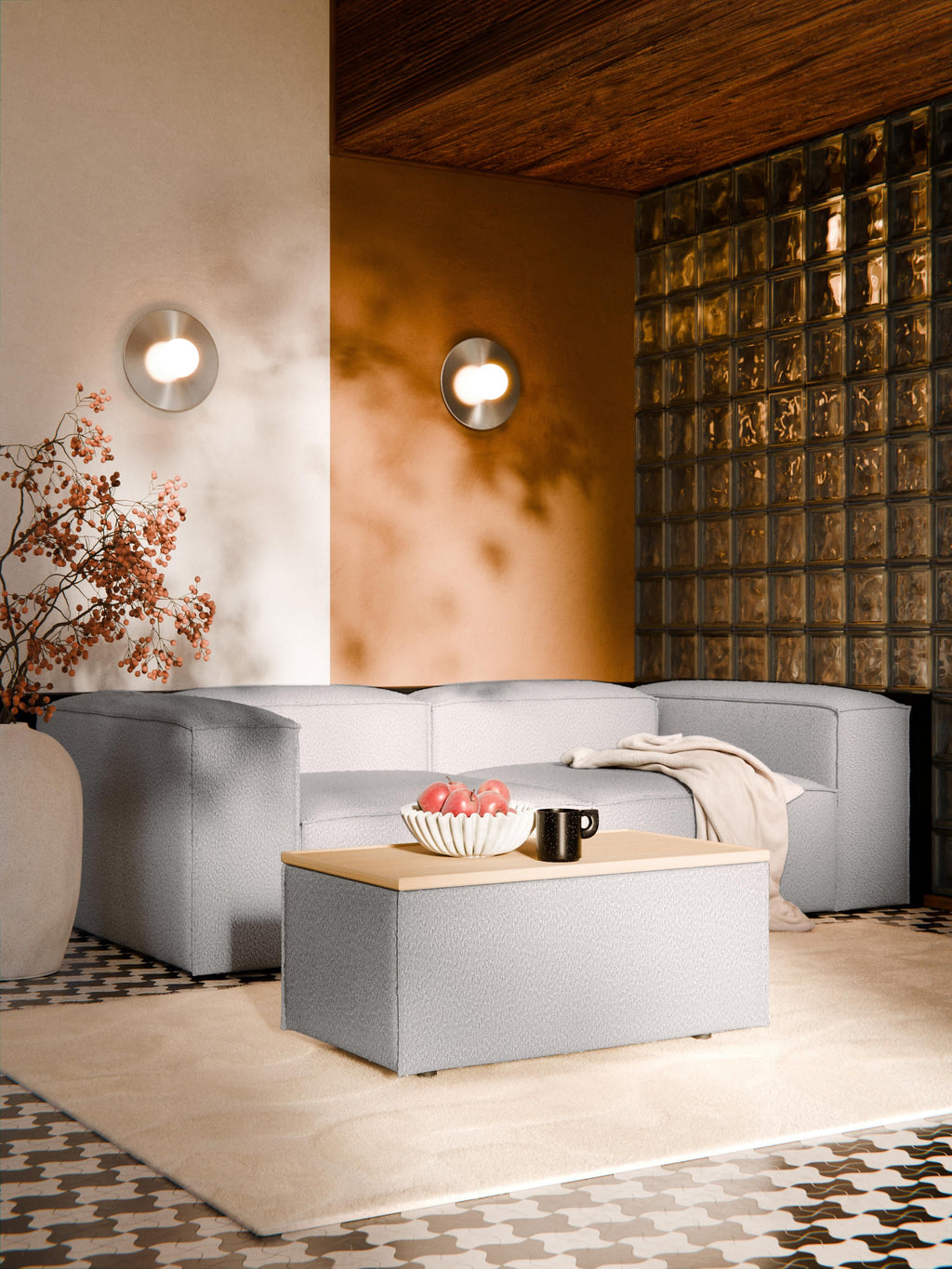 Lennon Bouclé Ottoman with Storage