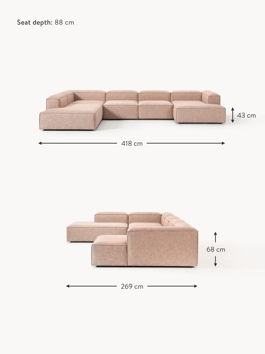 Lennon XL Linen Blend Modular Sofa