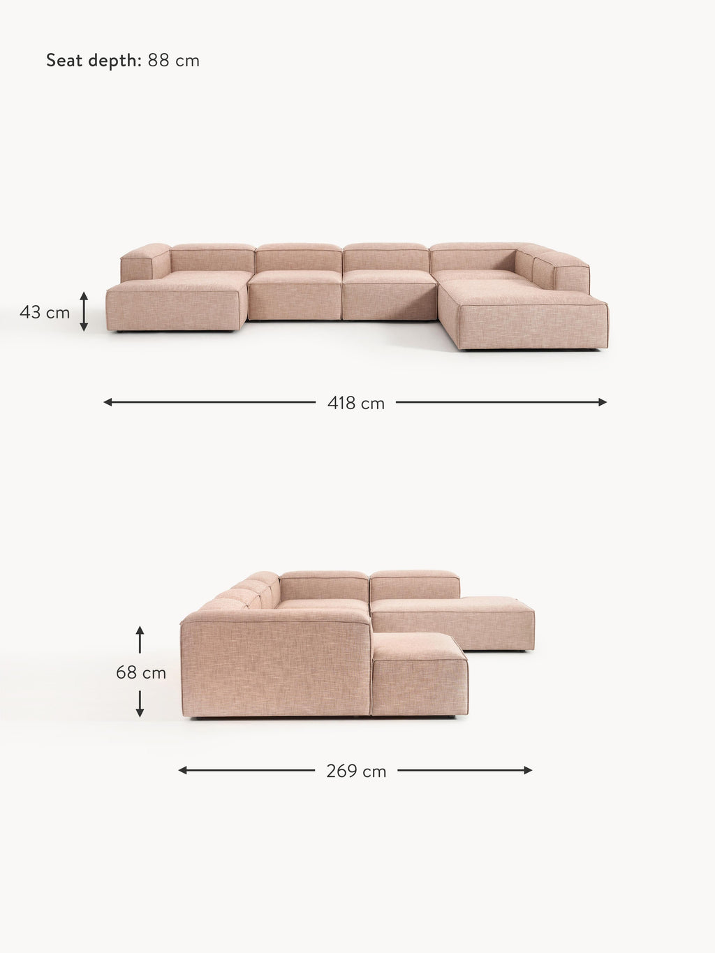 Lennon XL Linen Blend Modular Sofa