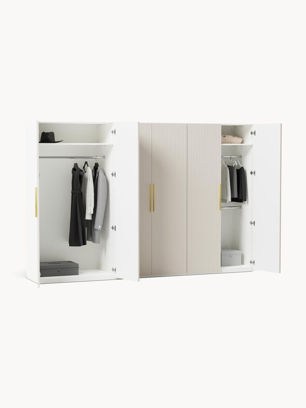 Simone Modular Revolving Door Wardrobe, 300 cm Wide, in various sizes