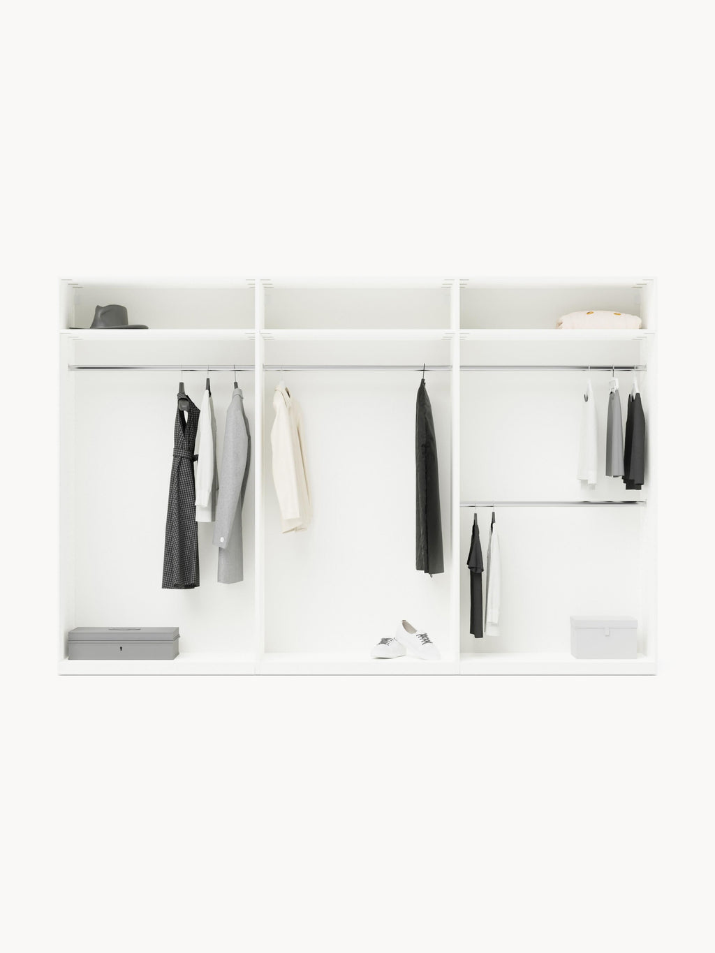 Simone Modular Revolving Door Wardrobe, 300 cm Wide, in various sizes