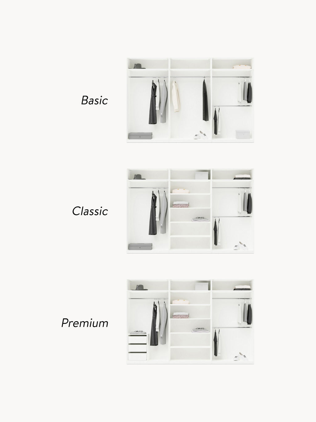 Simone Modular Revolving Door Wardrobe, 300 cm Wide, in various sizes