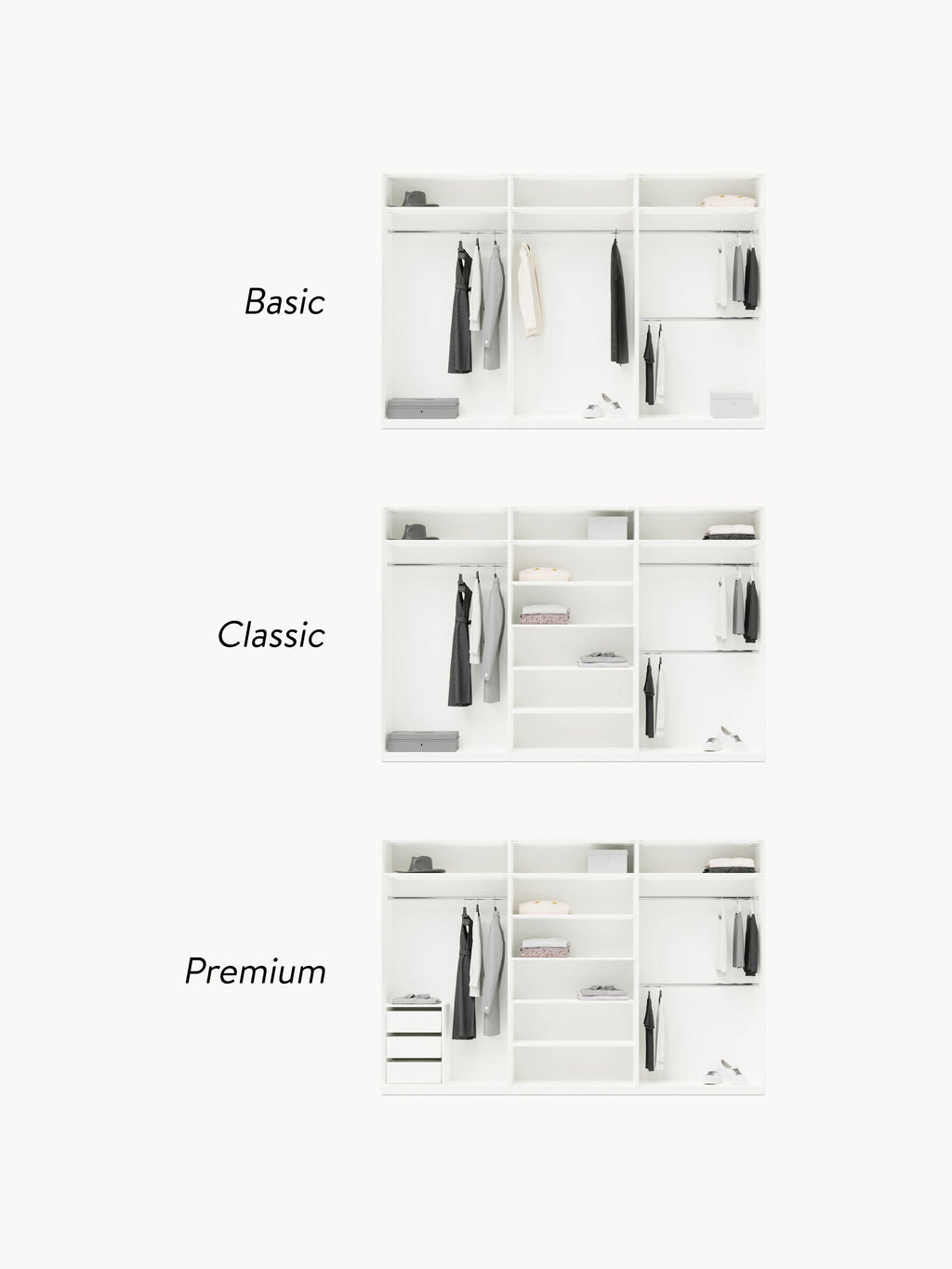 Simone Modular Revolving Door Wardrobe, 300 cm Wide, in various sizes