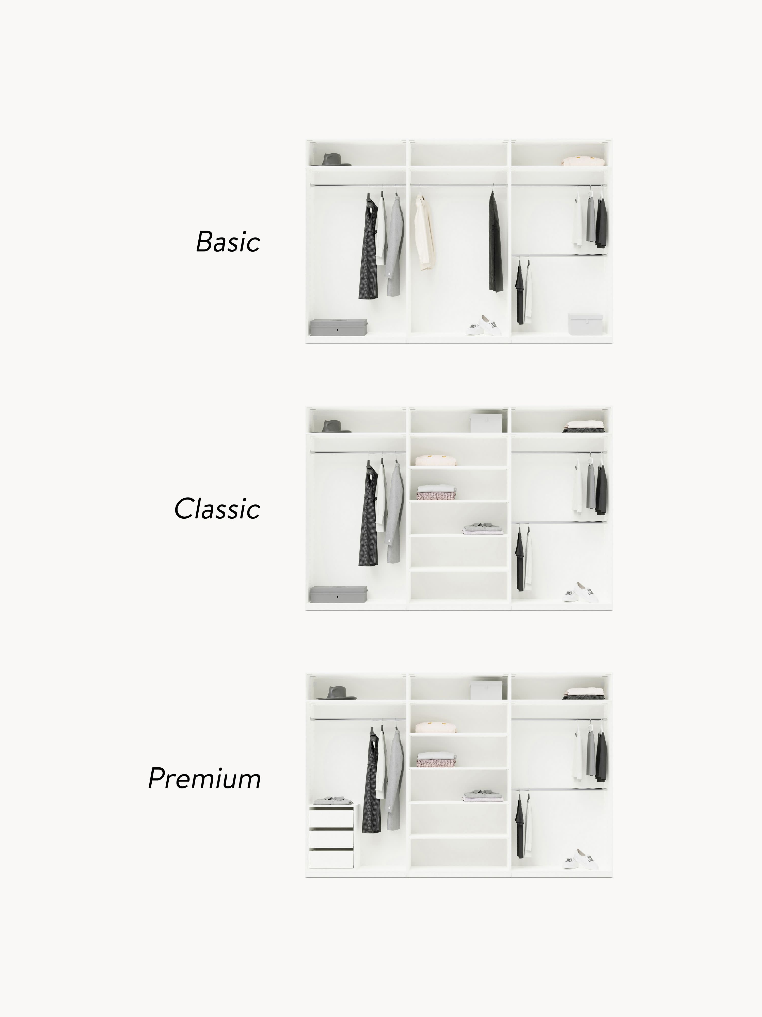 Simone Modular Revolving Door Wardrobe, 300 cm Wide, in various sizes